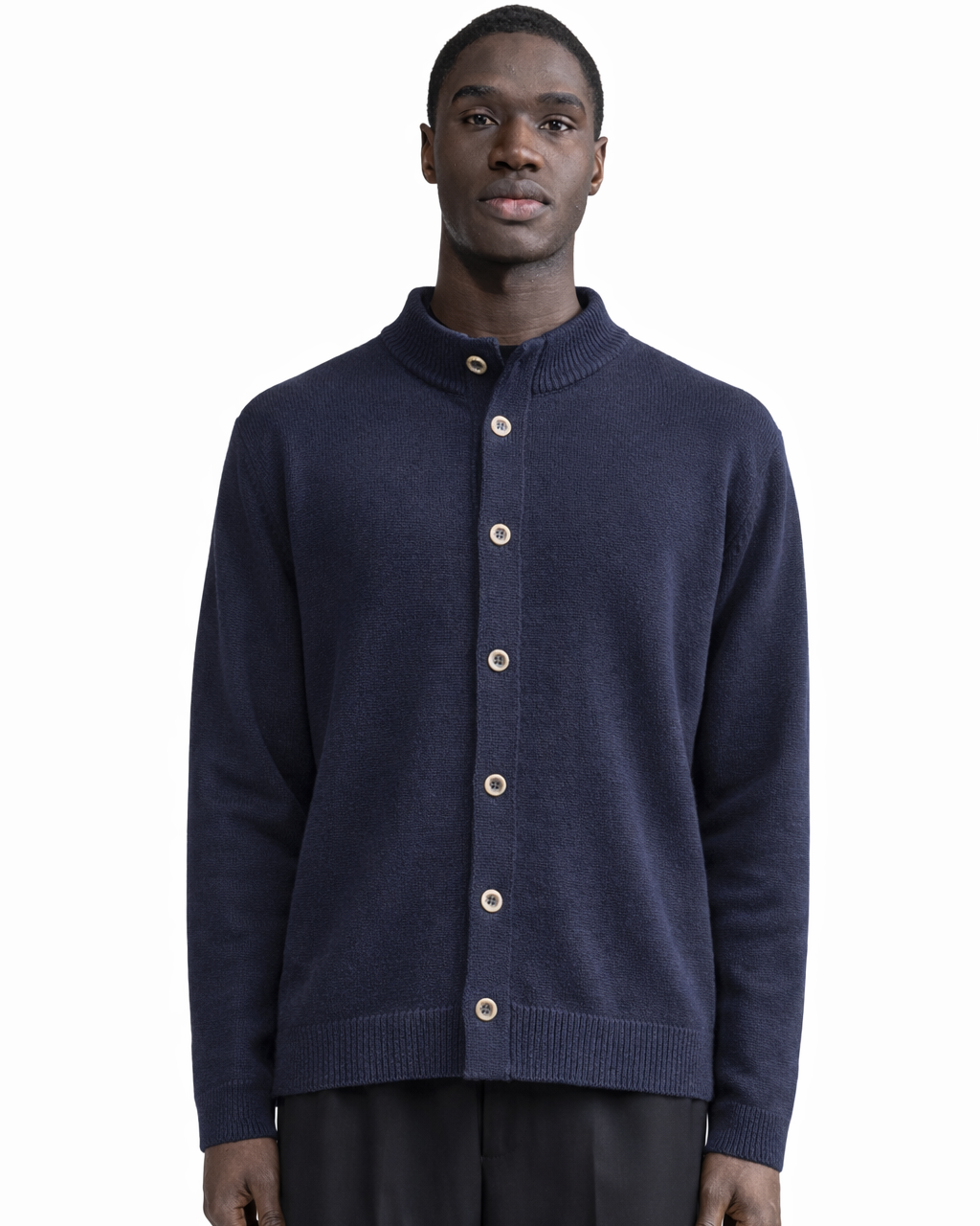 Chaqueta de punto Stromboli de lana y algodón azul