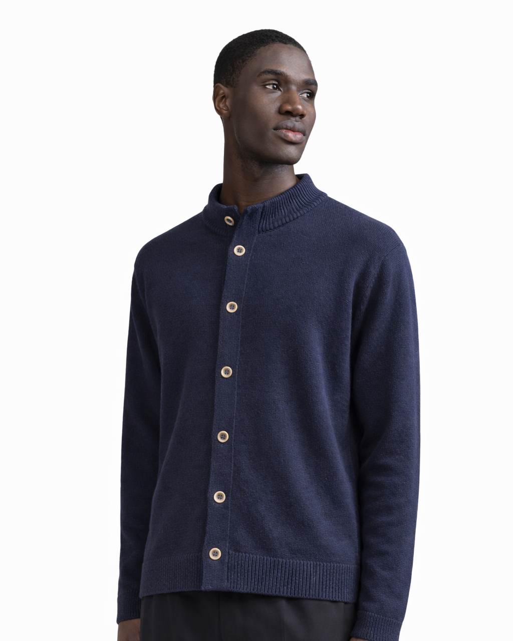 Chaqueta de punto Stromboli de lana y algodón azul
