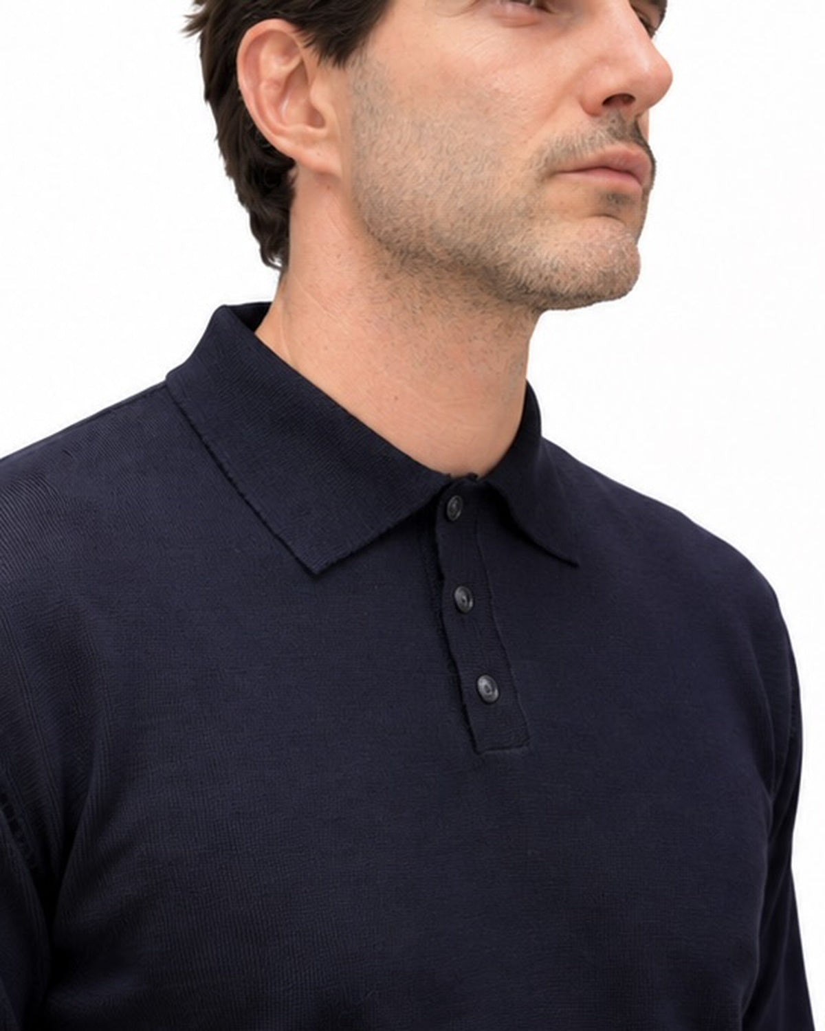 Polohemd aus Tollegno-Wolle, blau – Rovigo