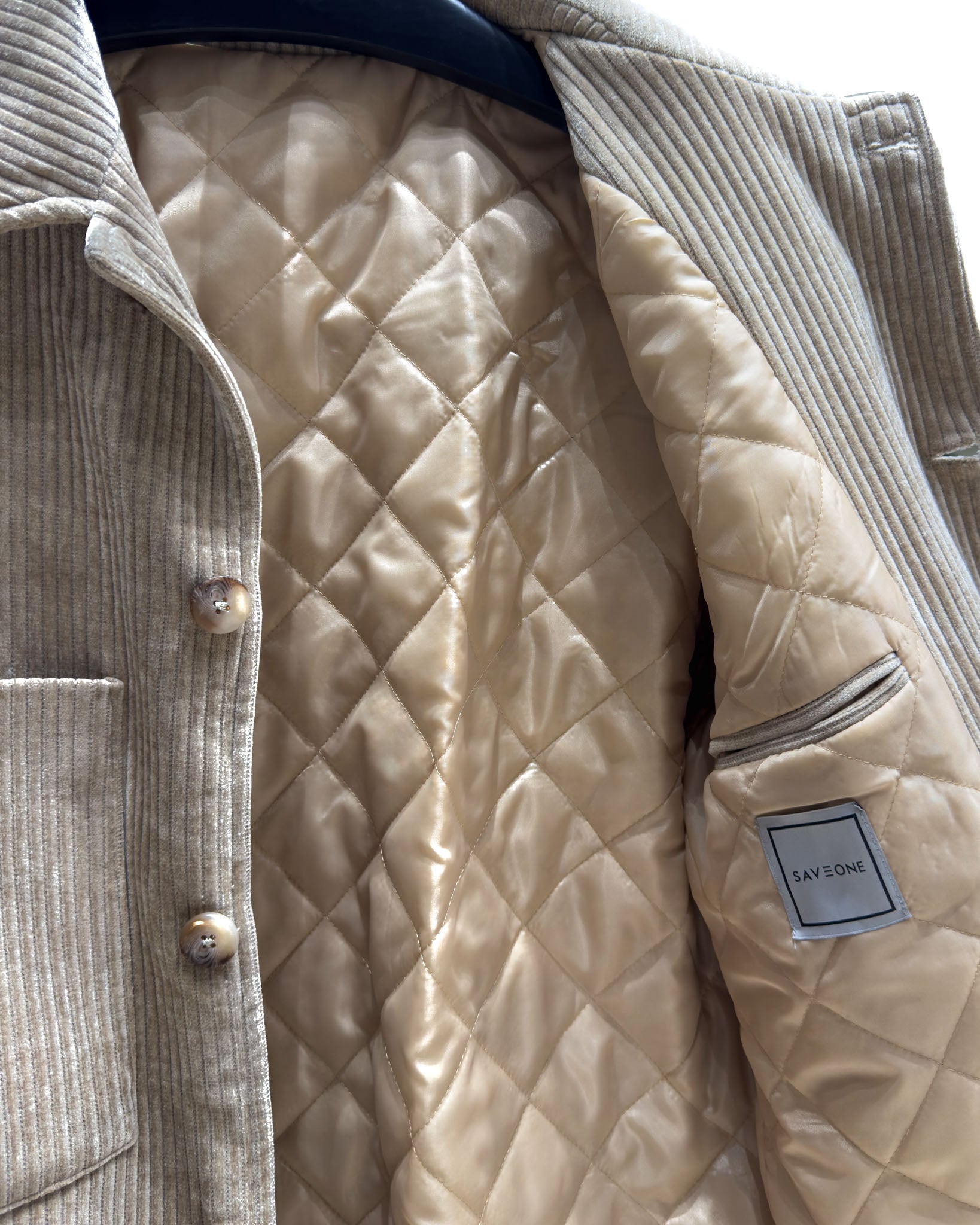Jeremie Oversized Jacket in Beige Velvet