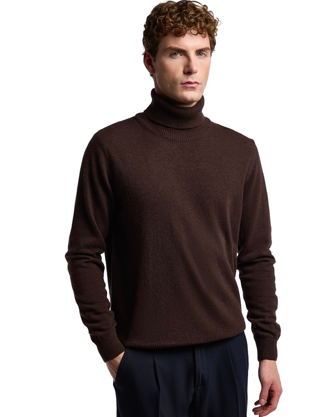 Lee Rollkragenpullover aus dunkelbraunem Kaschmir-Mix