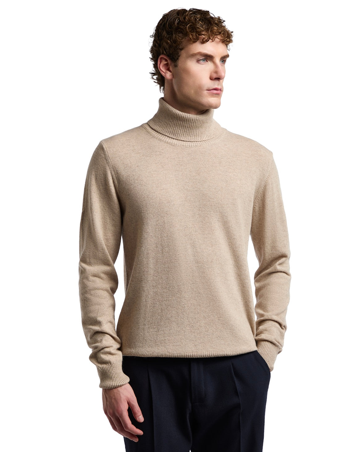 Lee Rollkragenpullover aus beigem Kaschmir-Mix