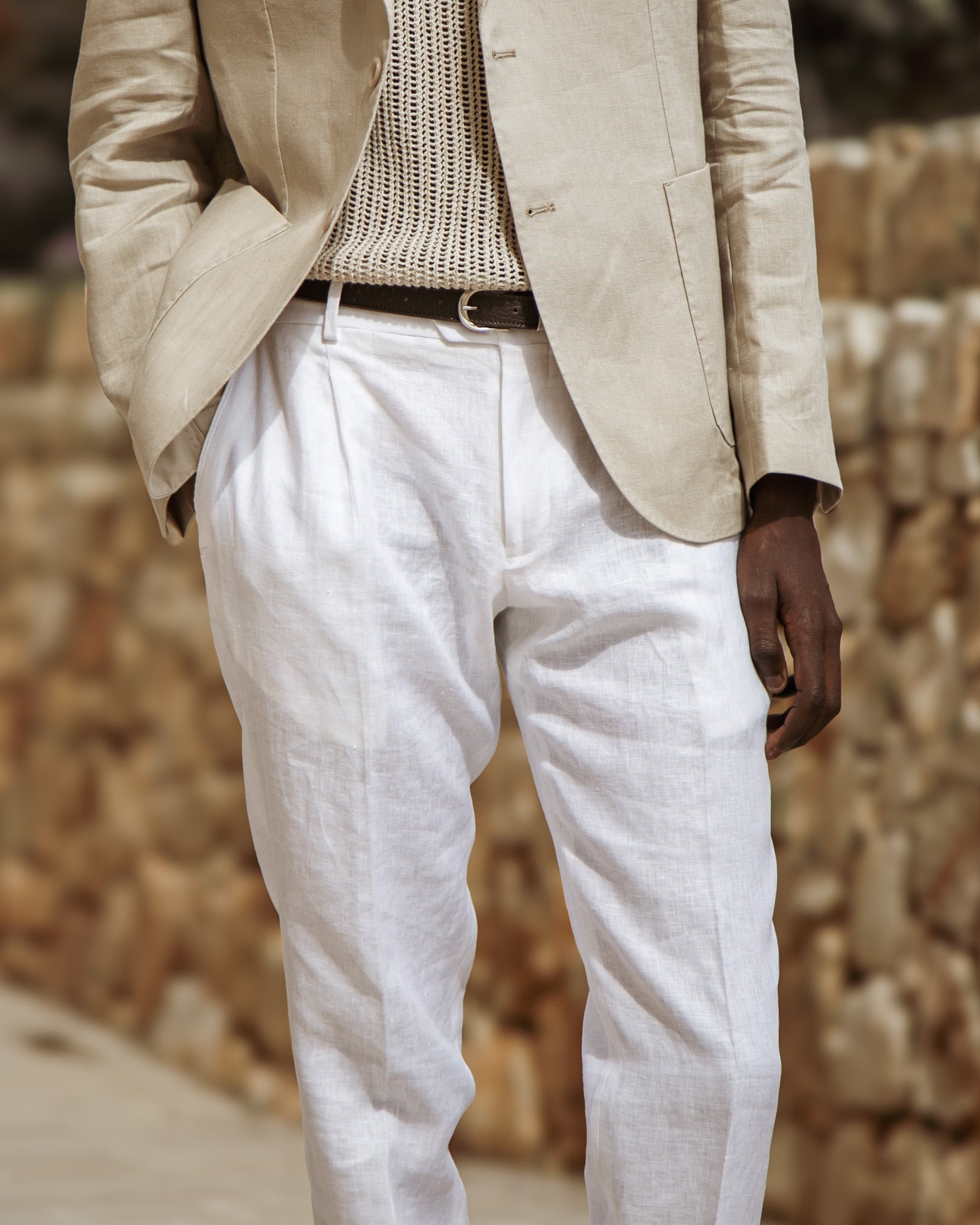 Lev - pantalón de lino puro blanco