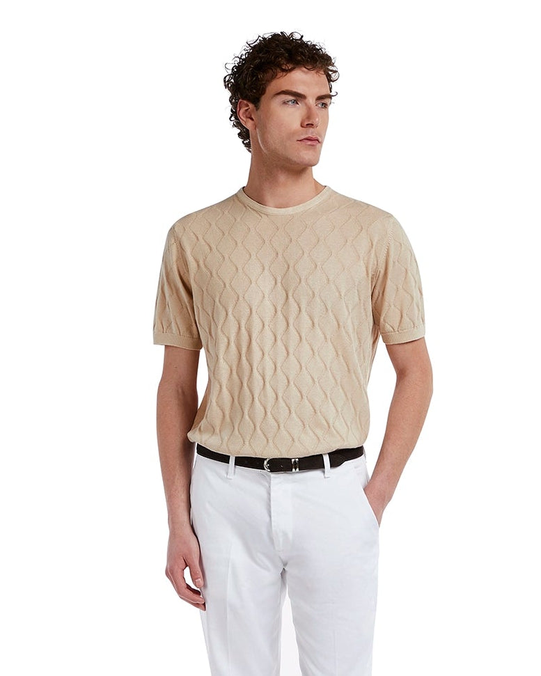 Camiseta Bjorn de ondas de punto arena