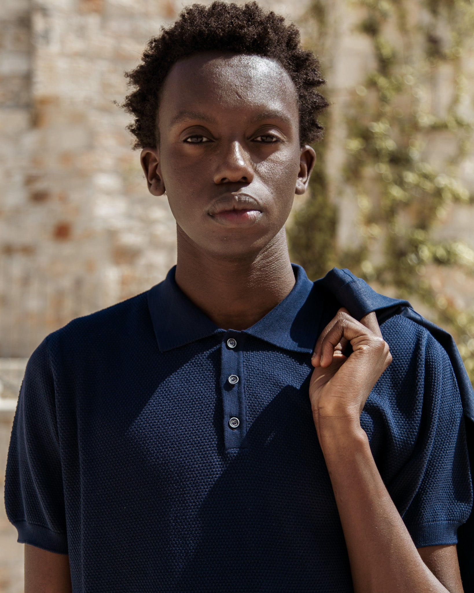 Rod - polo de piqué nido de abeja azul
