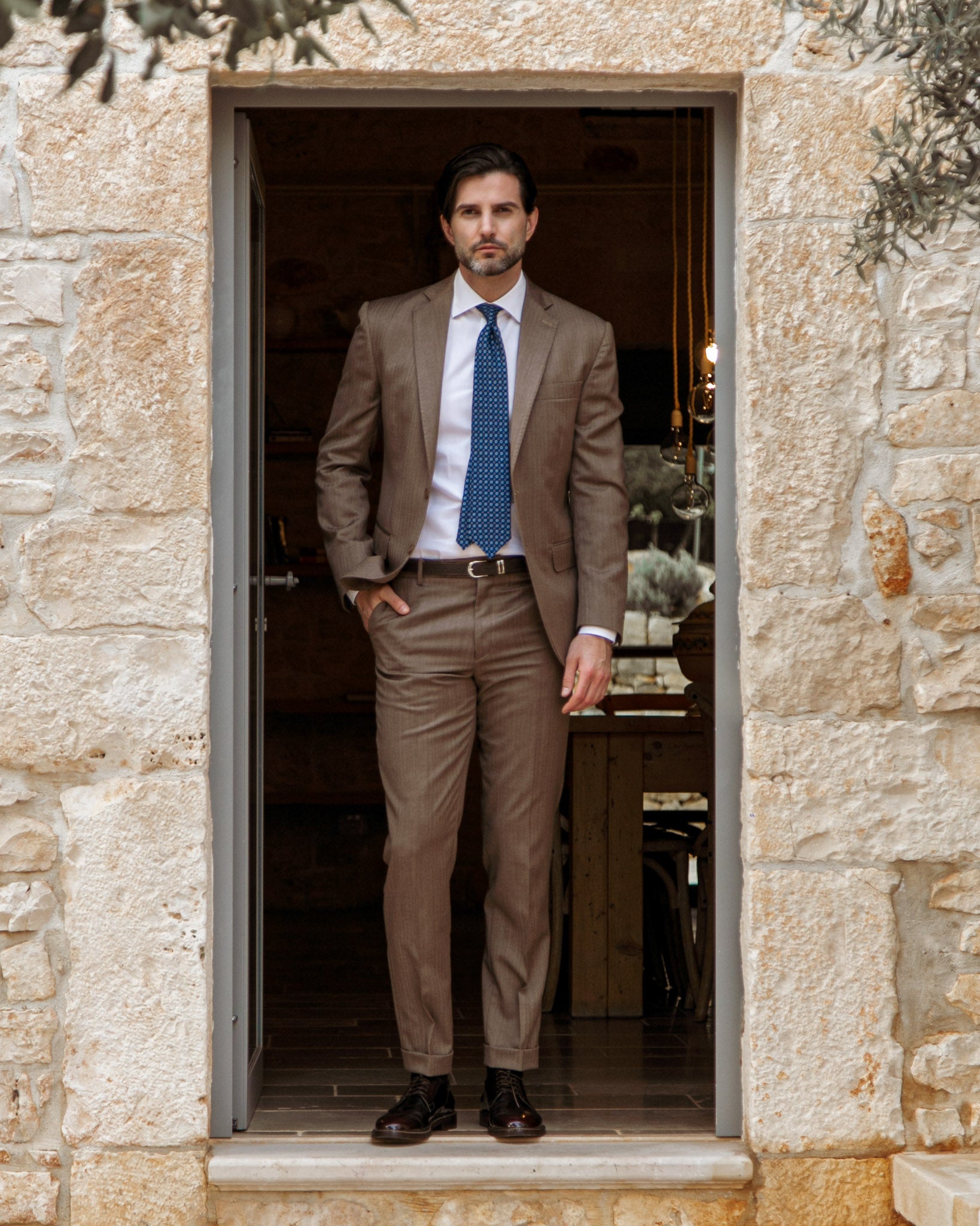 Traje de espiga marrón de un solo botón - Vitale Barberis Canonico