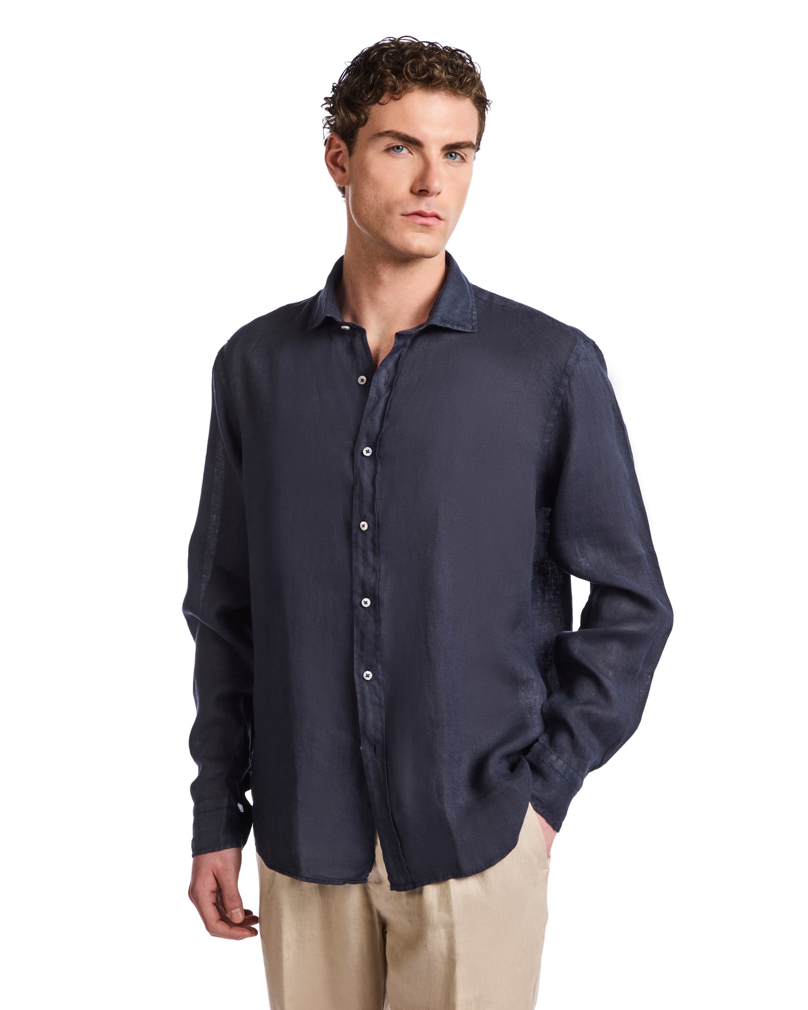 Camisa Montecarlo de puro lino azul