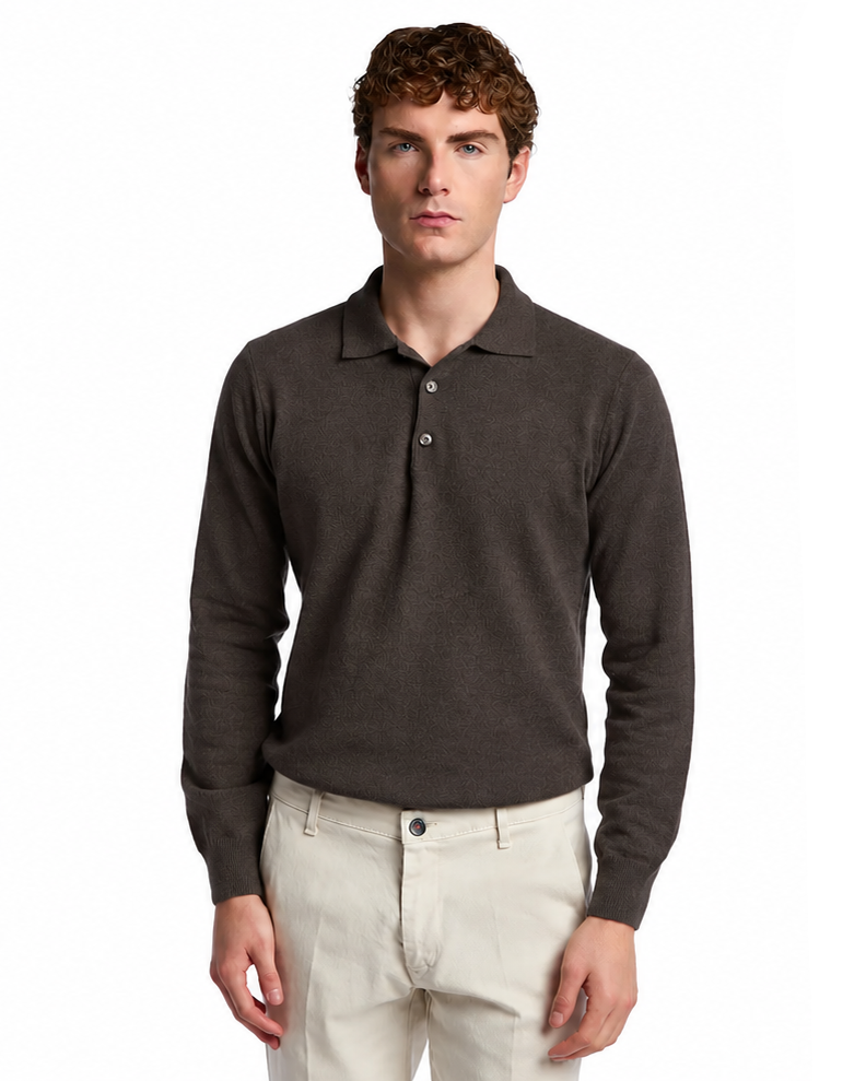 Tollegno dark brown wool Rovigo polo shirt