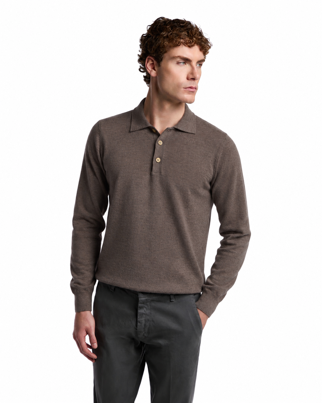 Tollegno dark brown wool Rovigo polo shirt