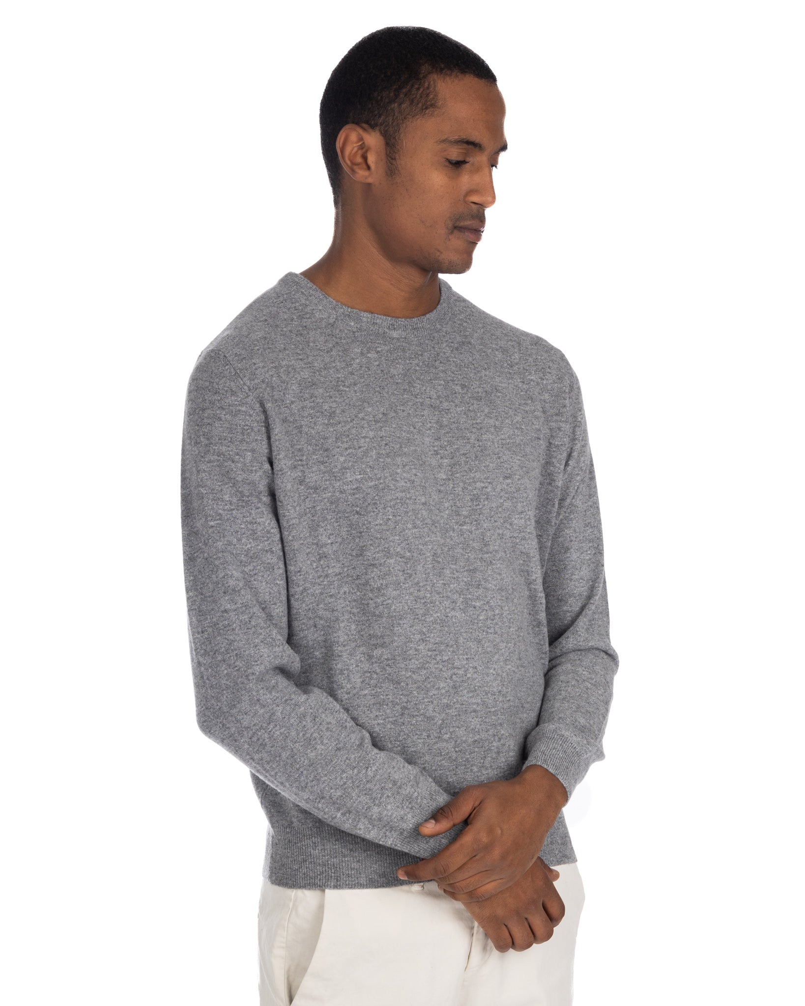 Dustin Crew Neck Sweater in Grey Cashmere Blend