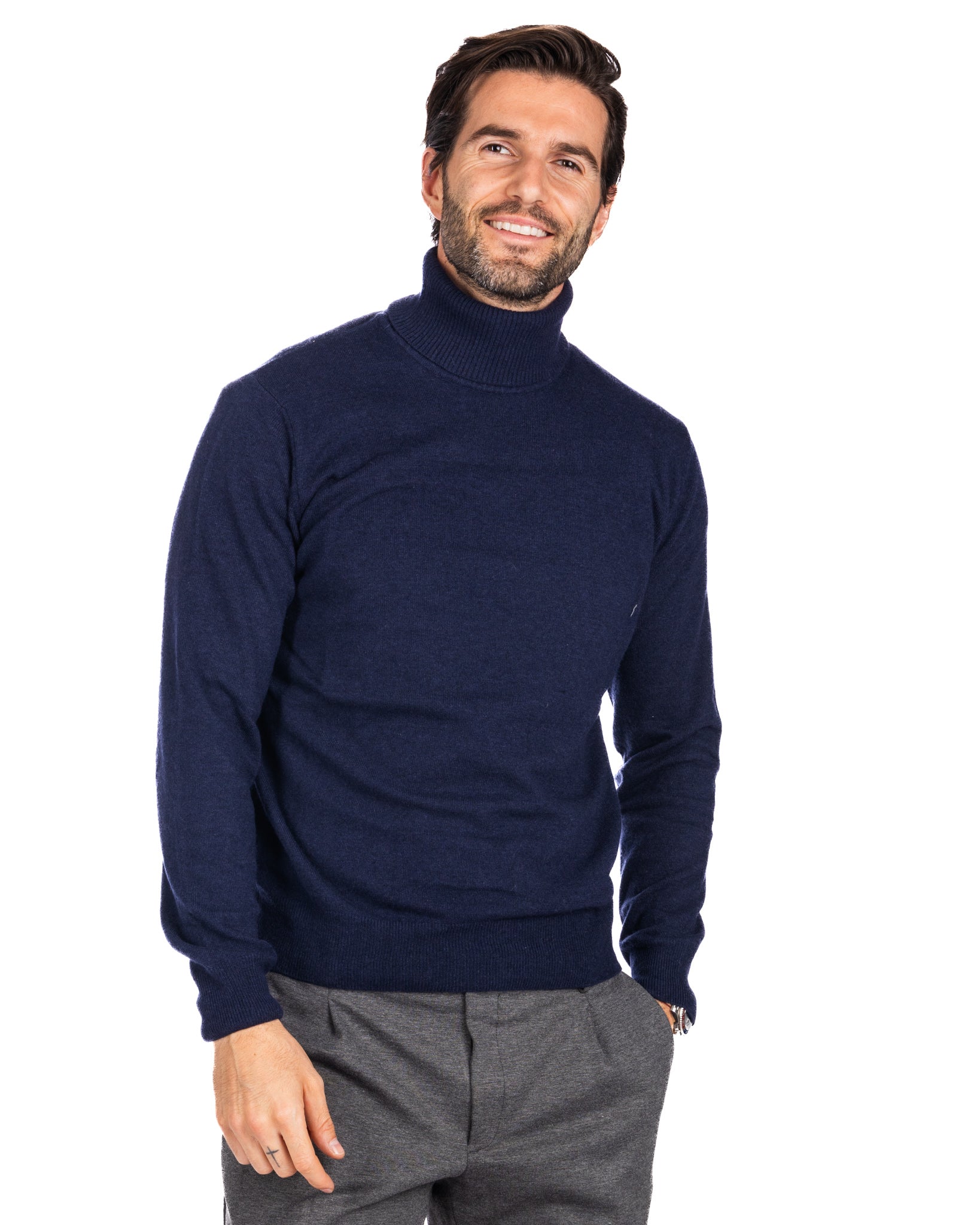 Jersey de cuello alto Lee de mezcla de cachemir azul