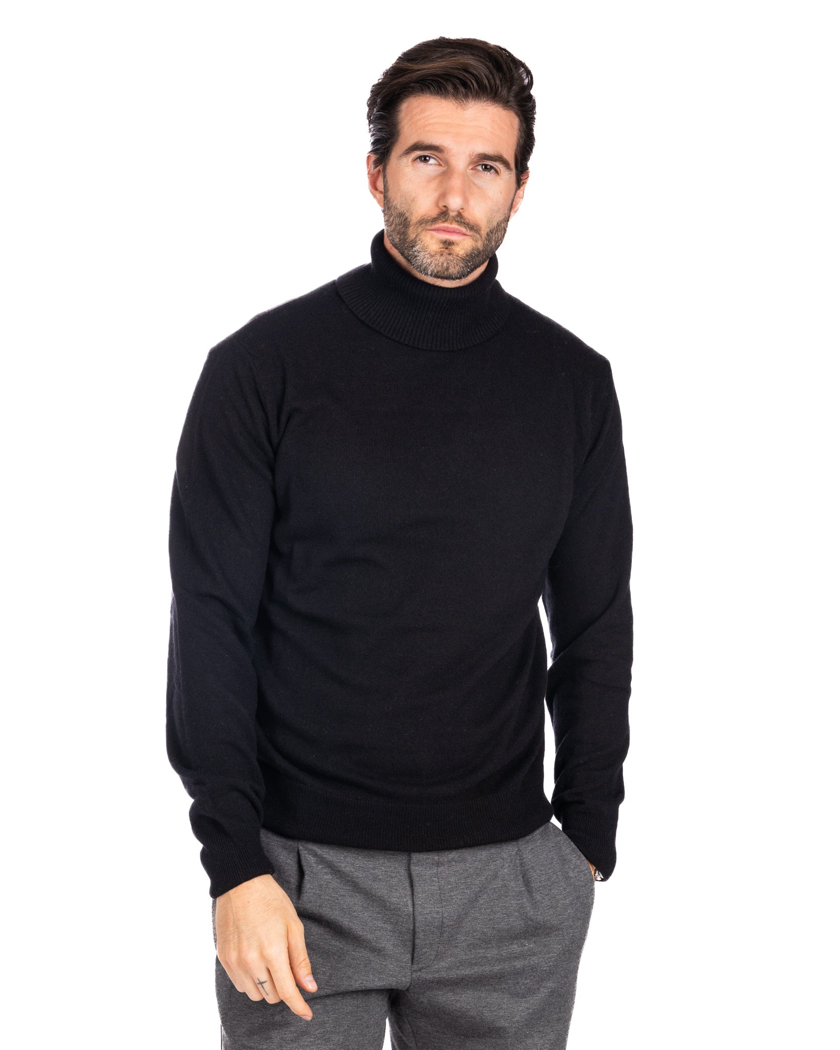Jersey de cuello alto Lee de mezcla de cachemir negro