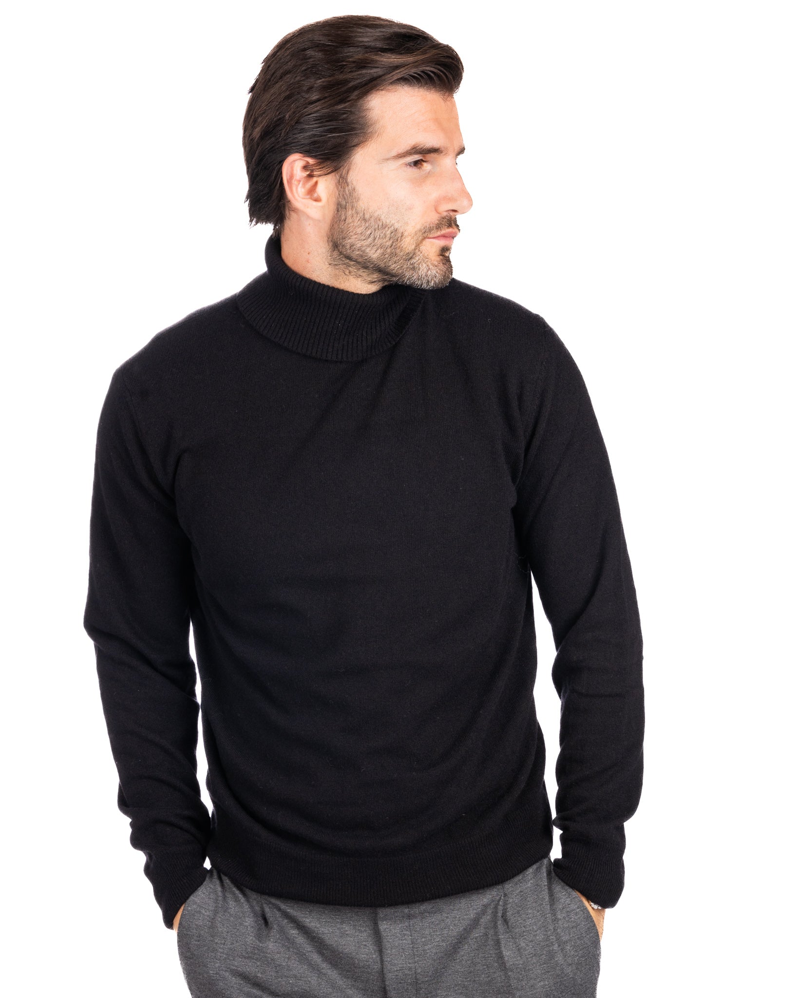 Jersey de cuello alto Lee de mezcla de cachemir negro