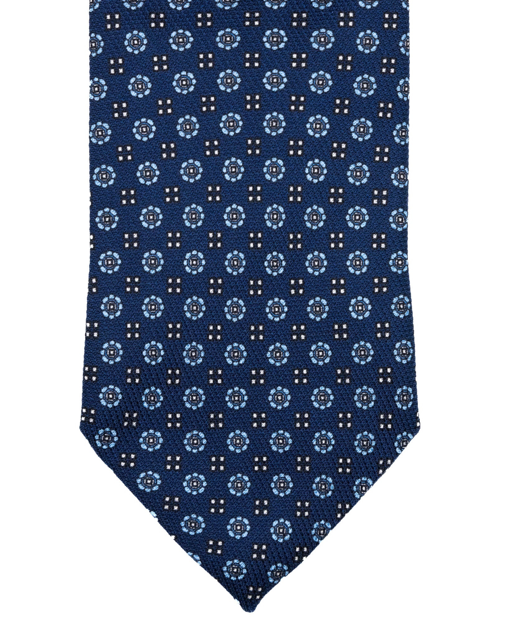 Corbata - de seda azul con flores celestes en relieve