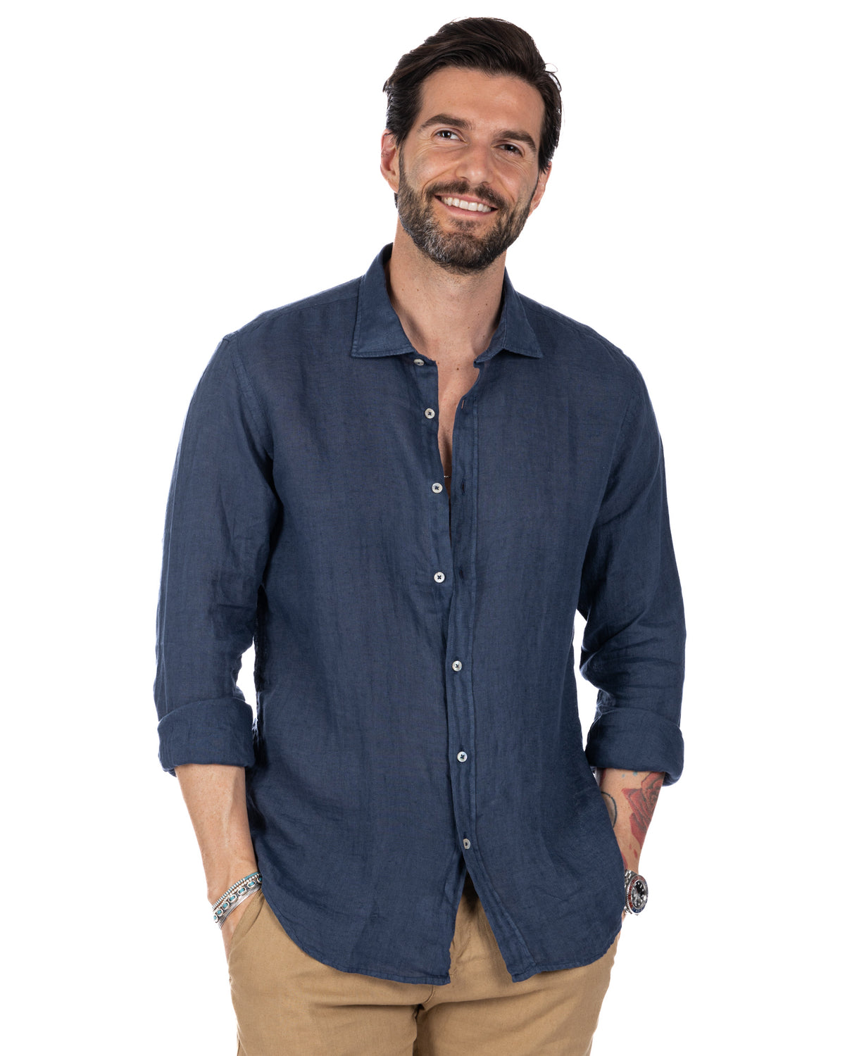 Montecarlo - pure linen blue shirt