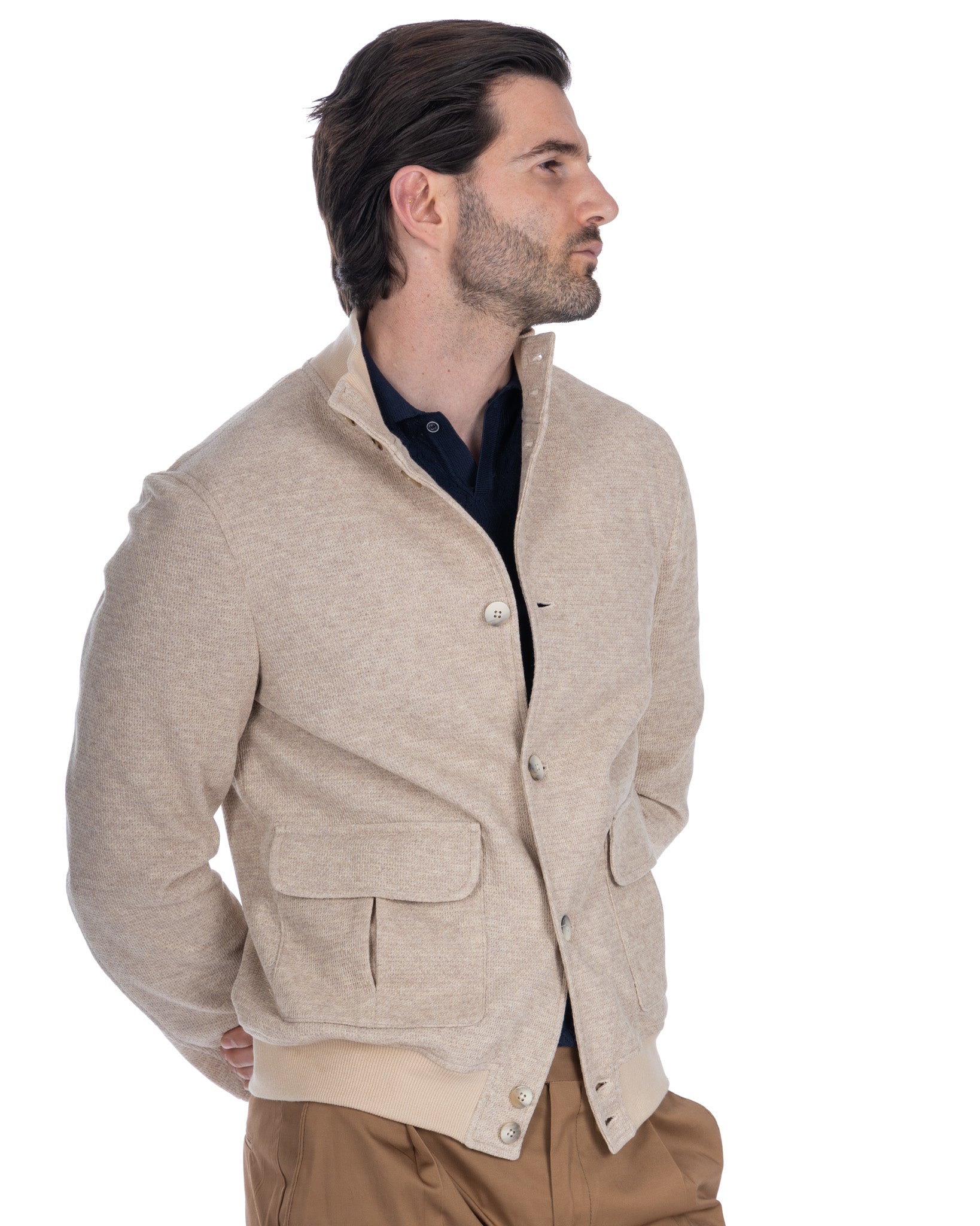 Bomber Trieste beige in cotone