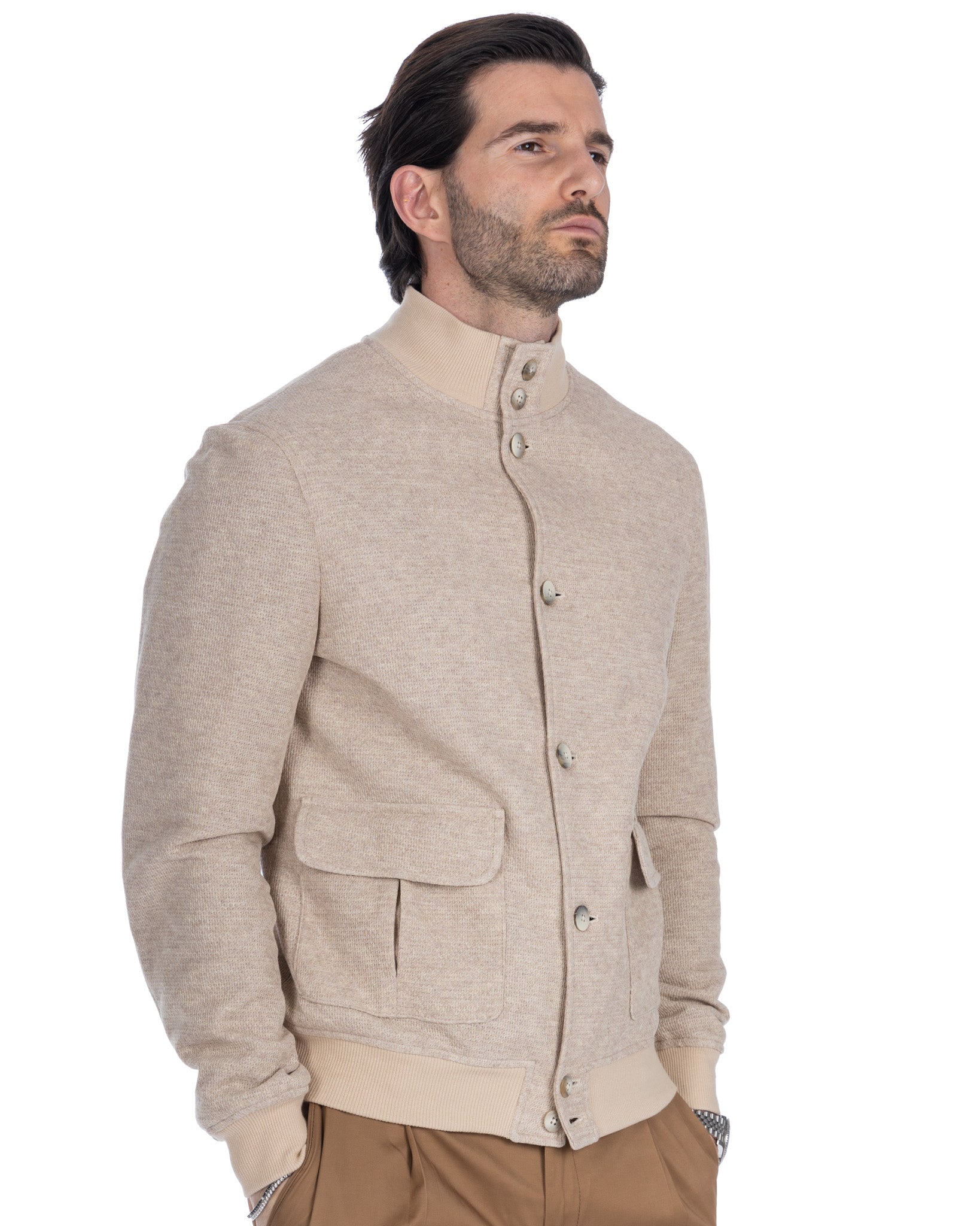 Bomber Trieste beige in cotone