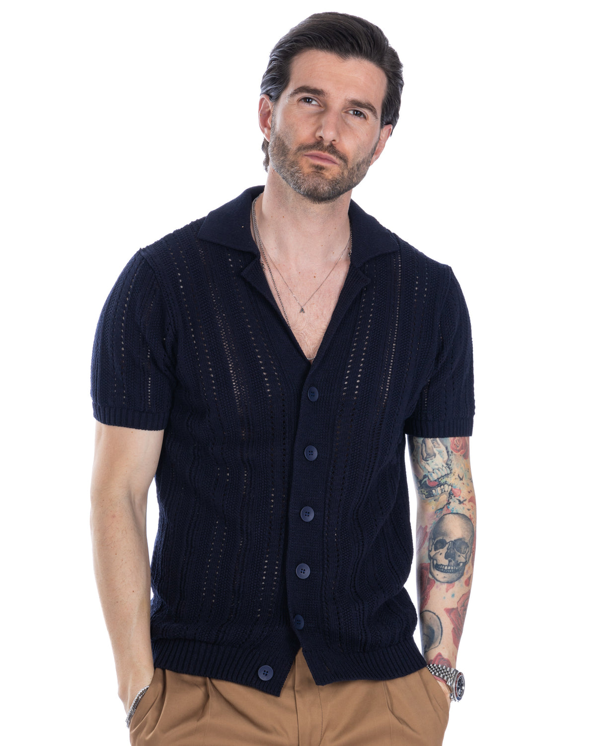 Novak - blue knitted shirt