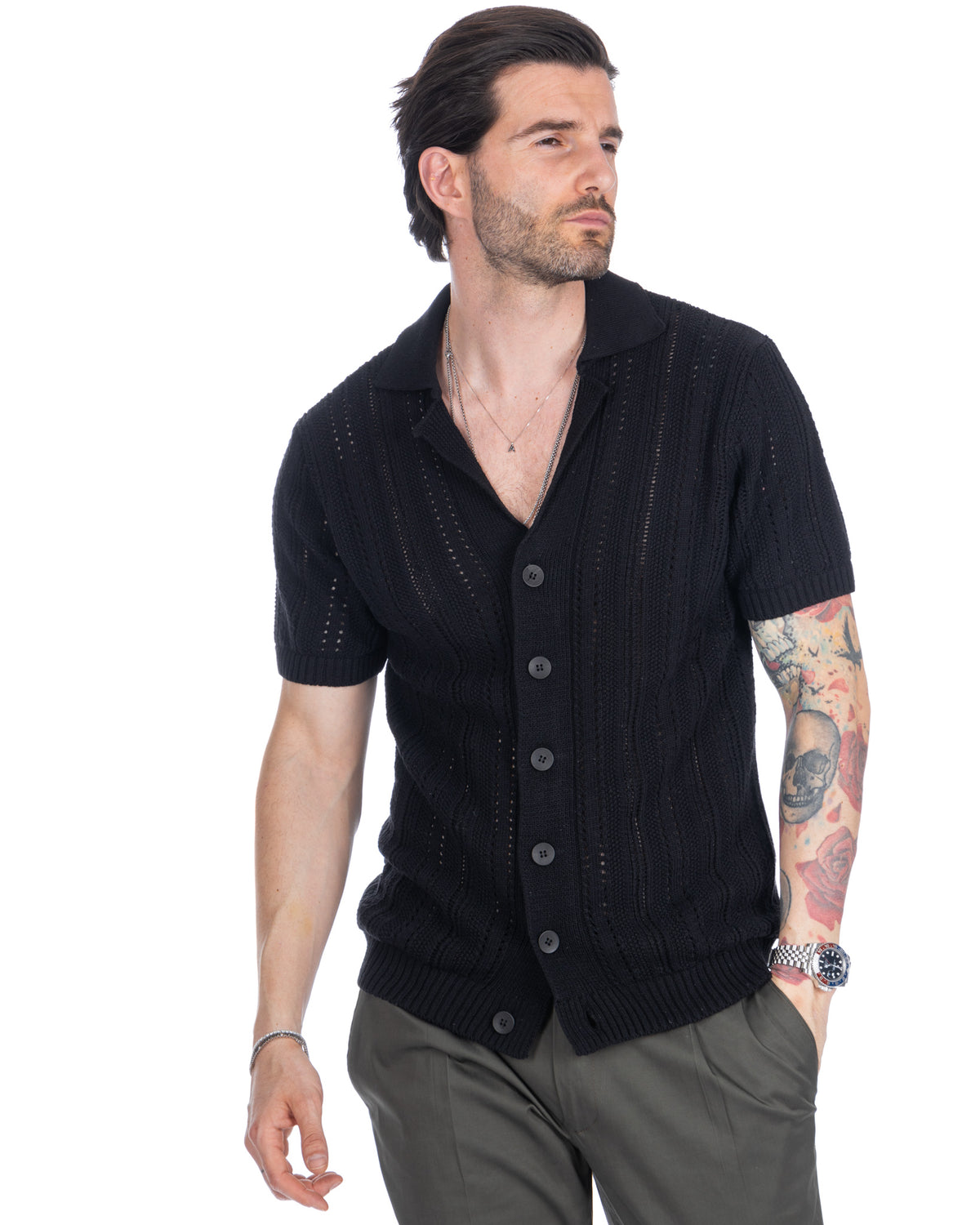 Novak - black knitted shirt