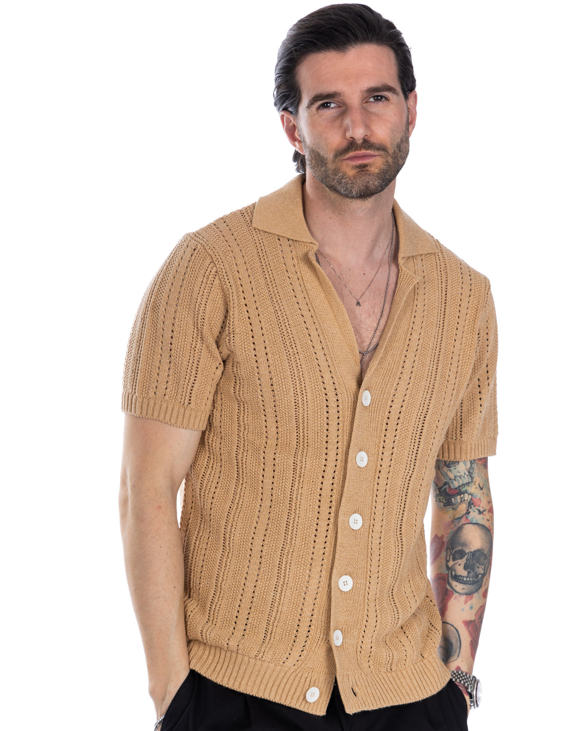 Novak - beige knitted shirt