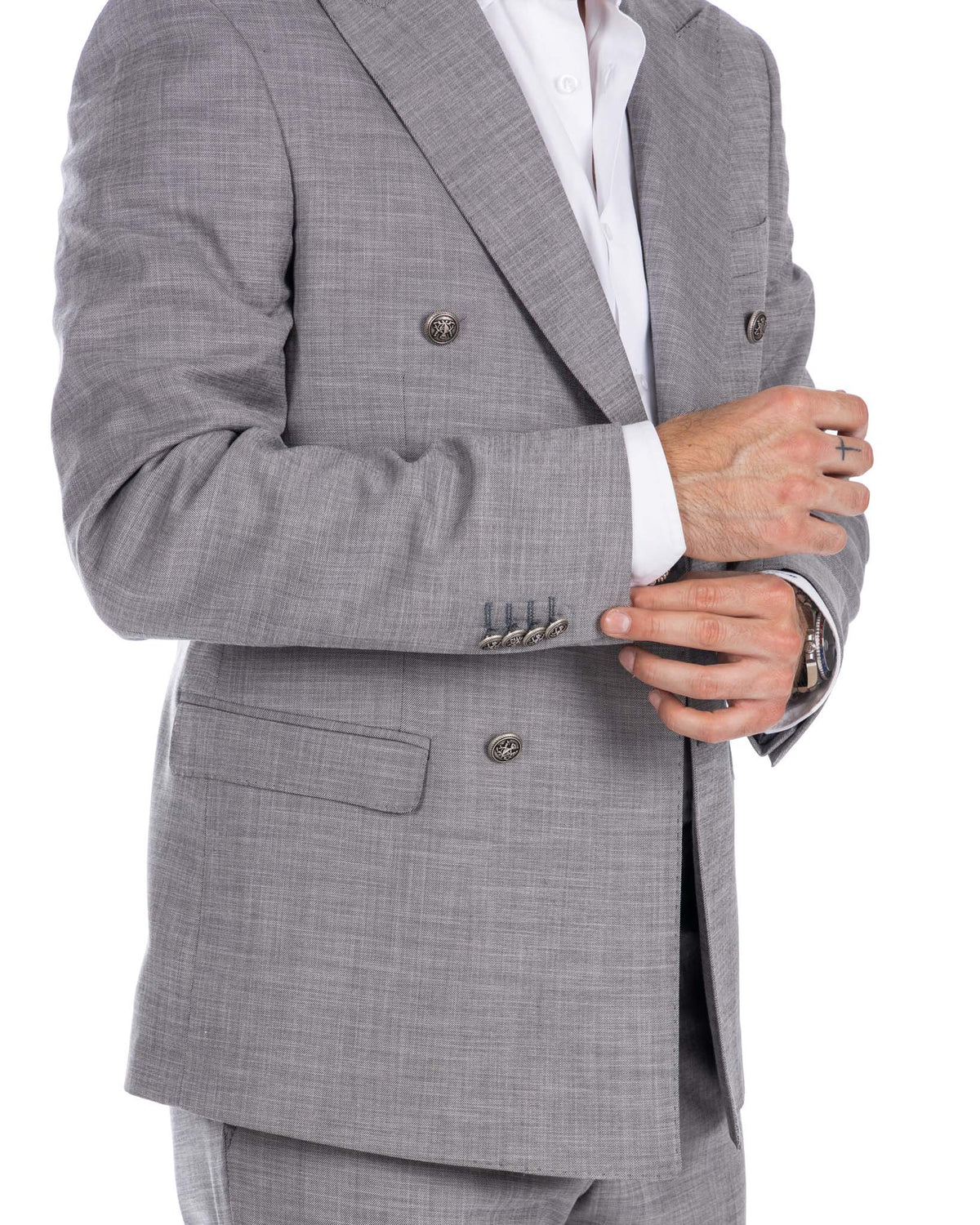 Thun - gray melange double-breasted suit