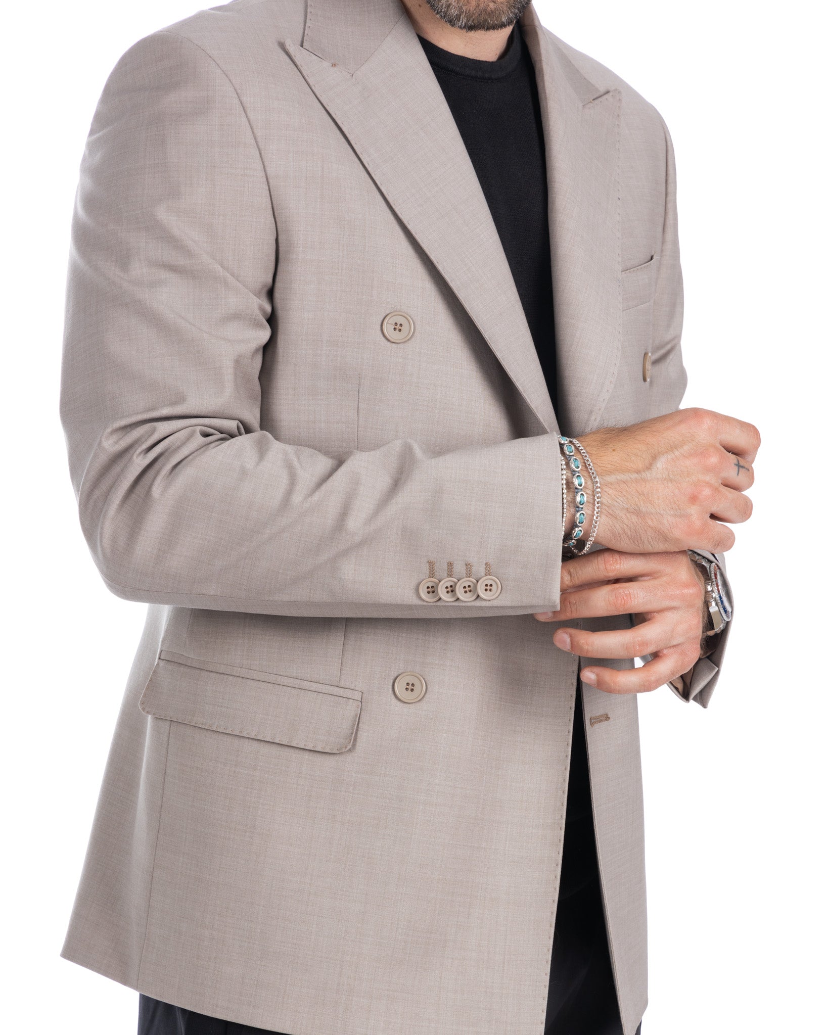 Brooklyn - chaqueta cruzada beige de lana