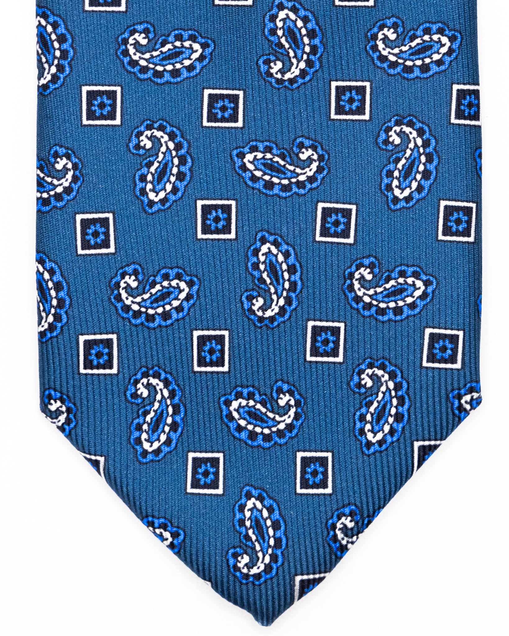 Corbata - de sarga de seda color petróleo con estampado de cachemira