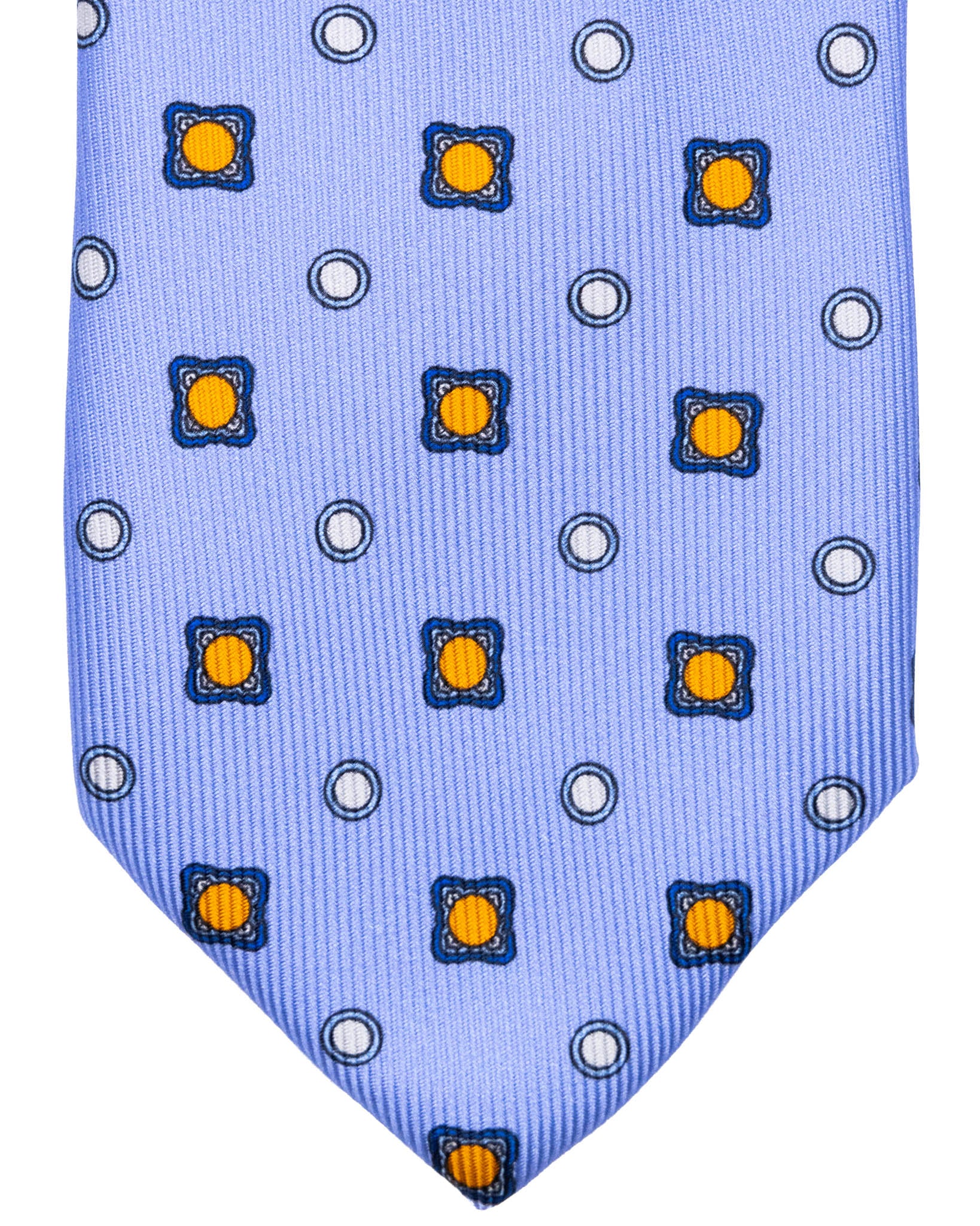 Corbata - de sarga de seda azul claro con estampado naranja