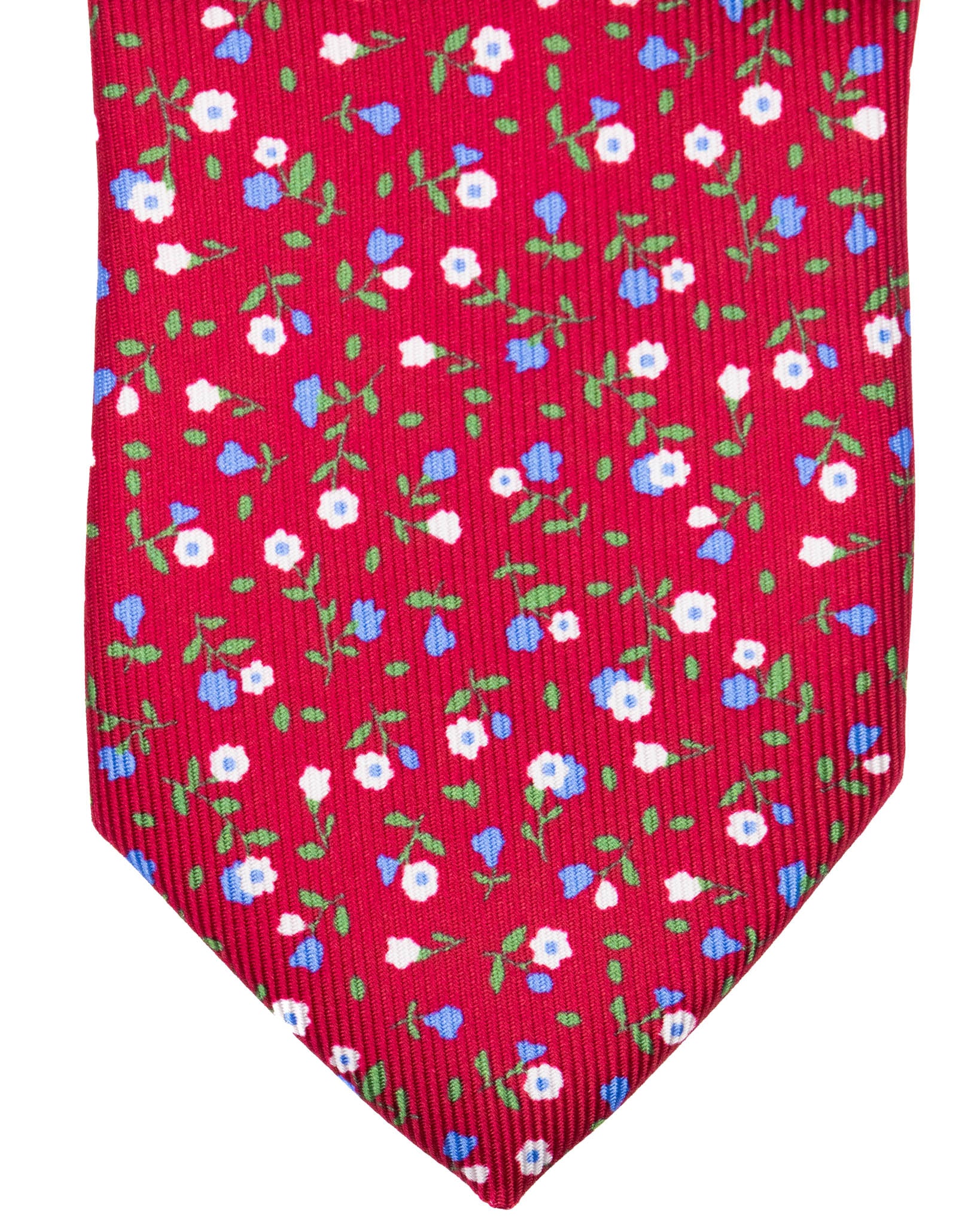Corbata - de seda twill roja con estampado floral