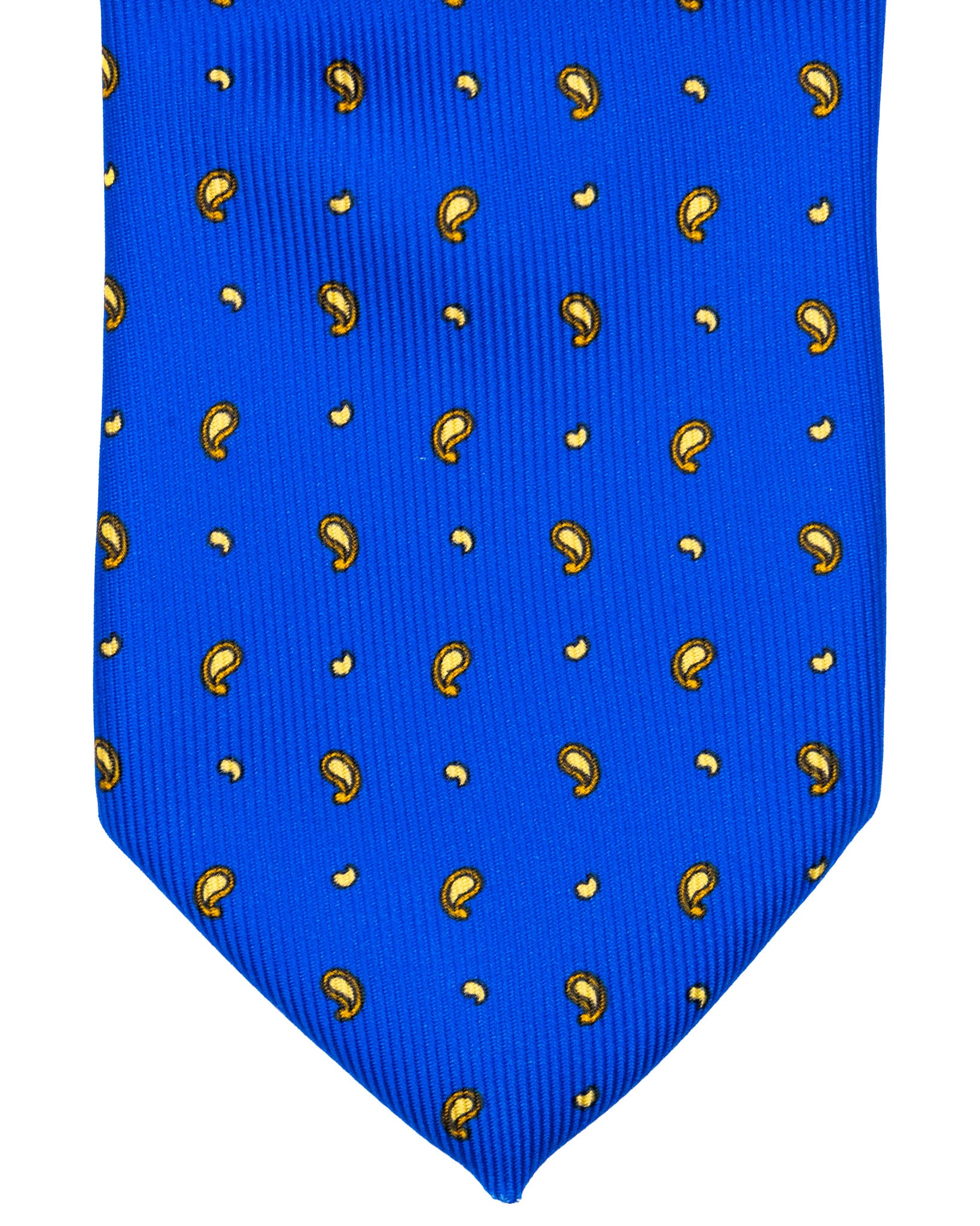 Corbata - de sarga de seda royal con estampado cachemir amarillo