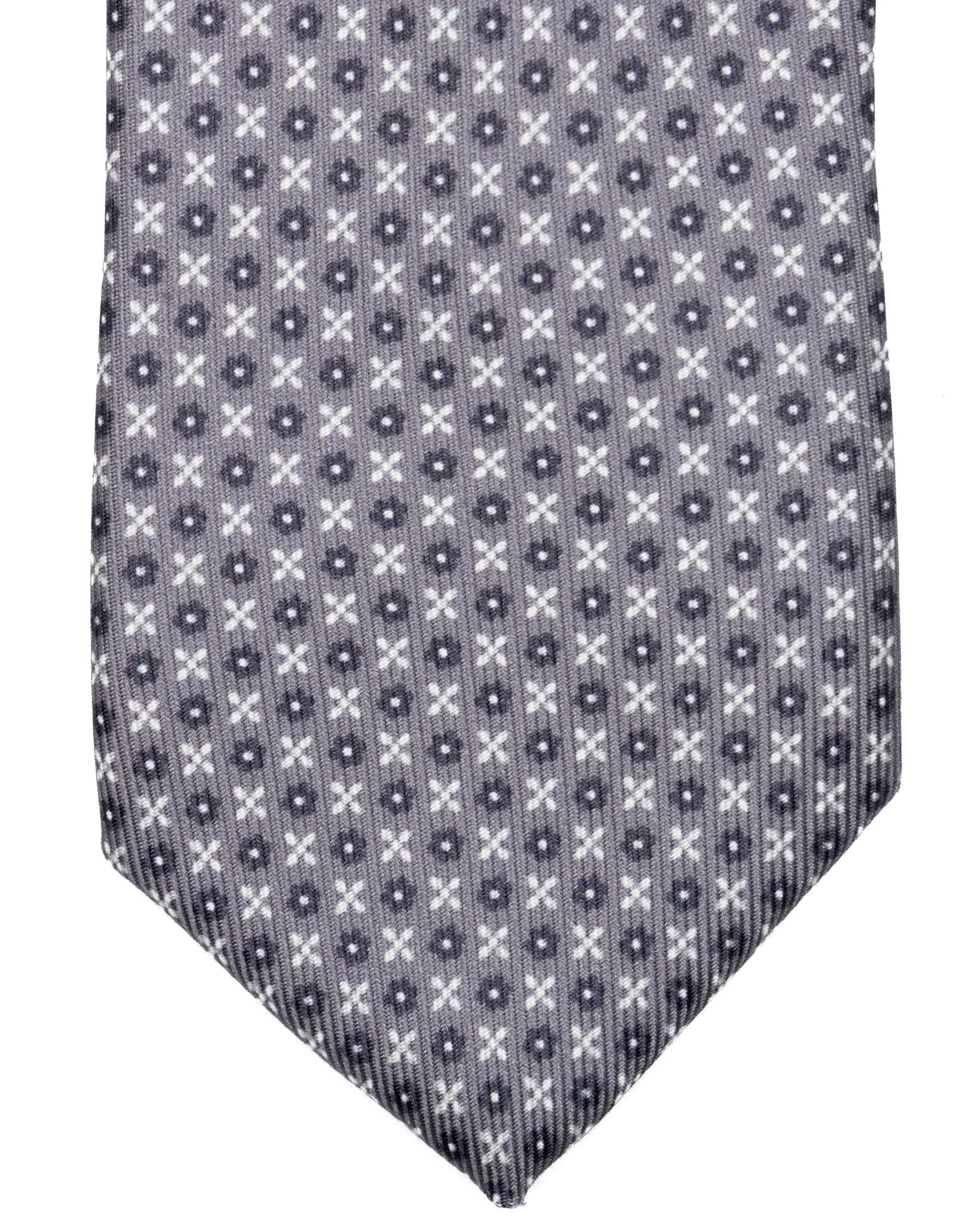 Corbata - de sarga de seda color antracita con estampado blanco