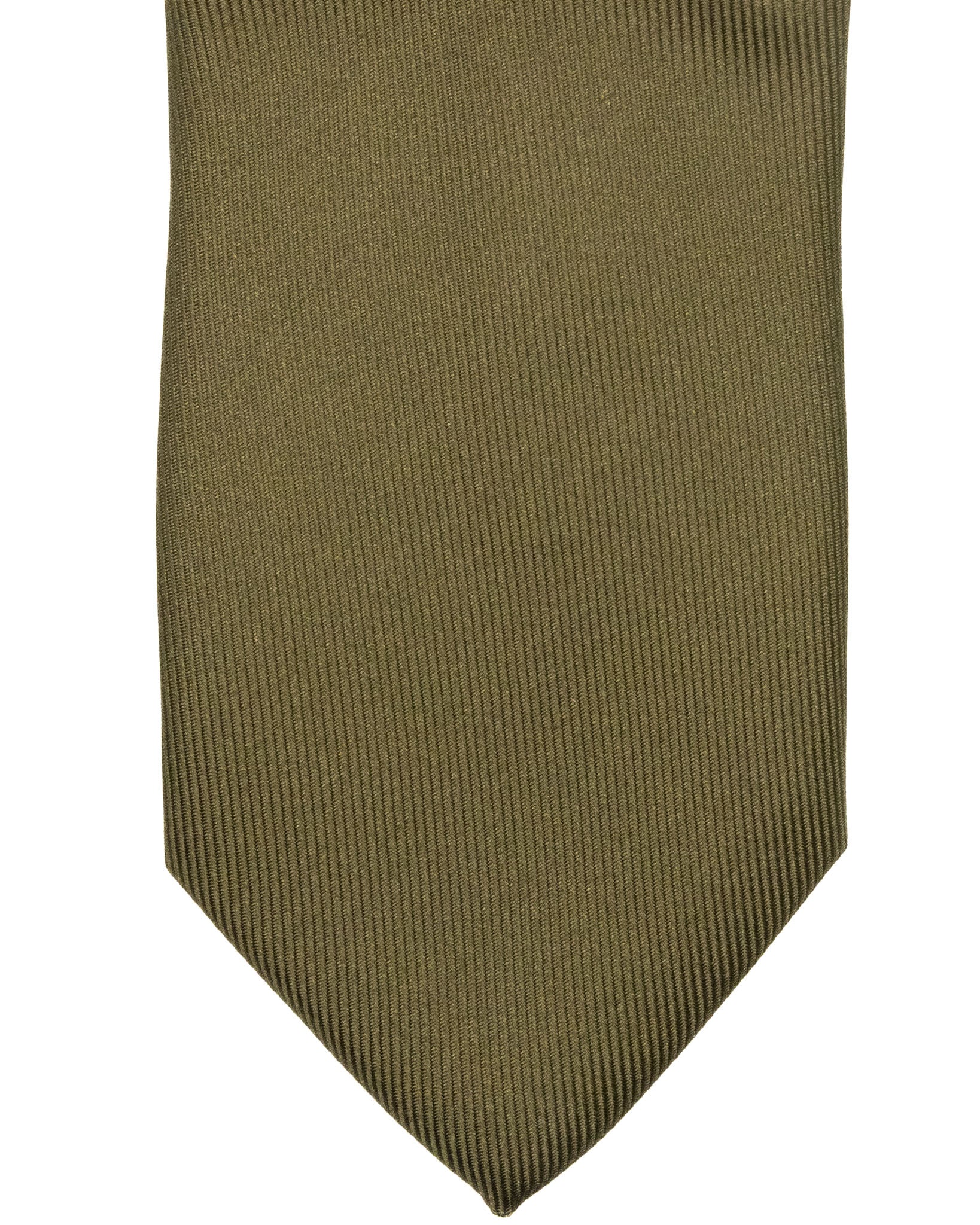 Corbata - en seda twill verde oliva