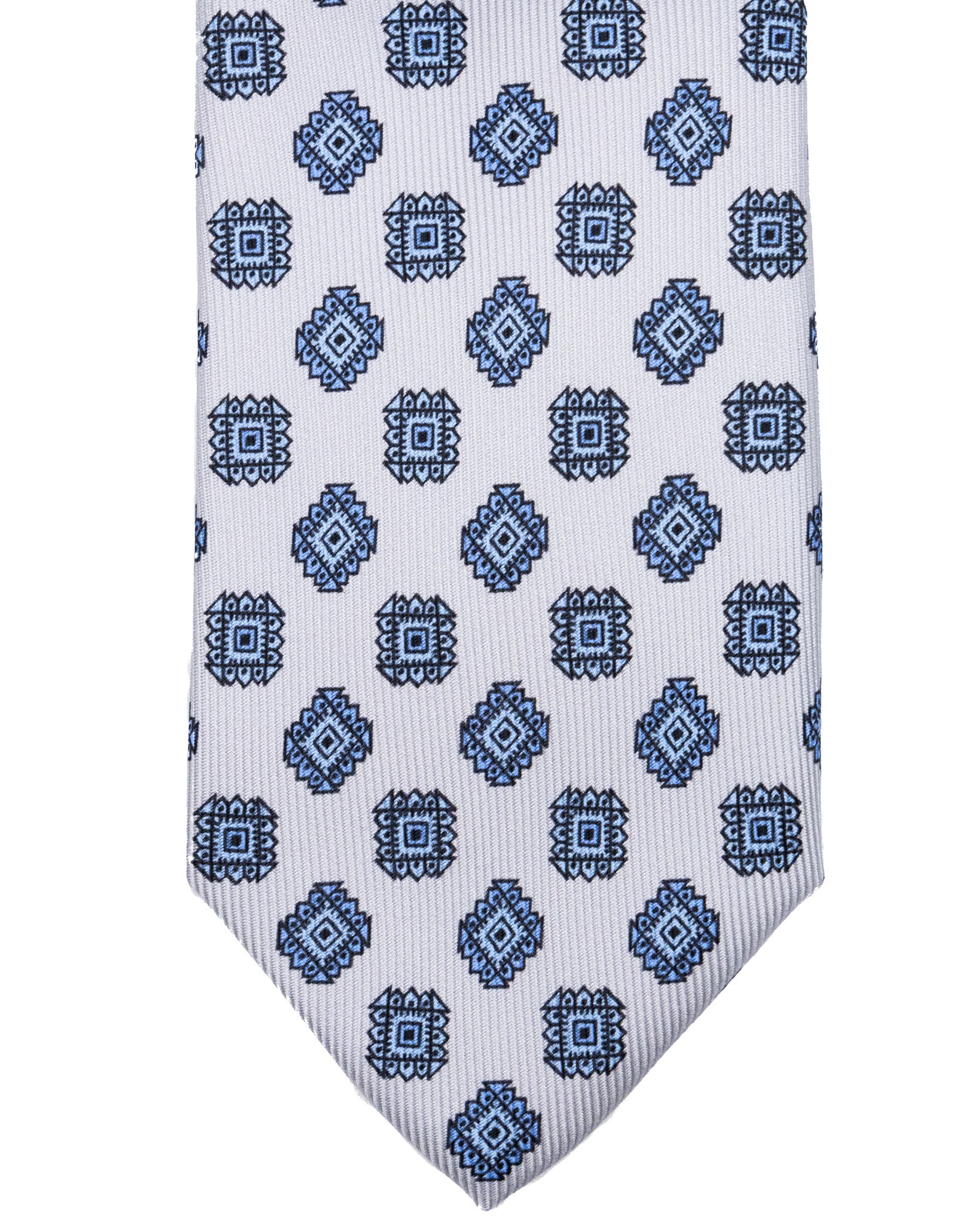 Corbata - de seda de sarga gris claro con estampado de cuadros