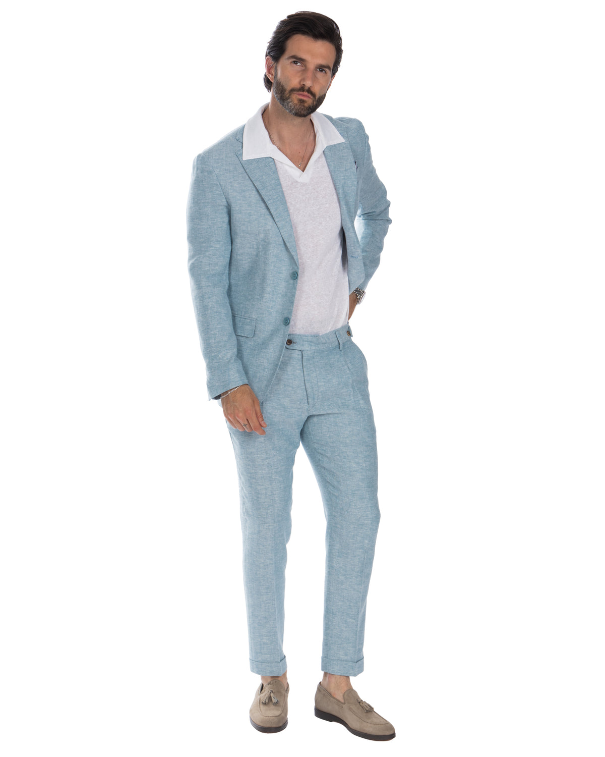 Moresco - blue herringbone trousers