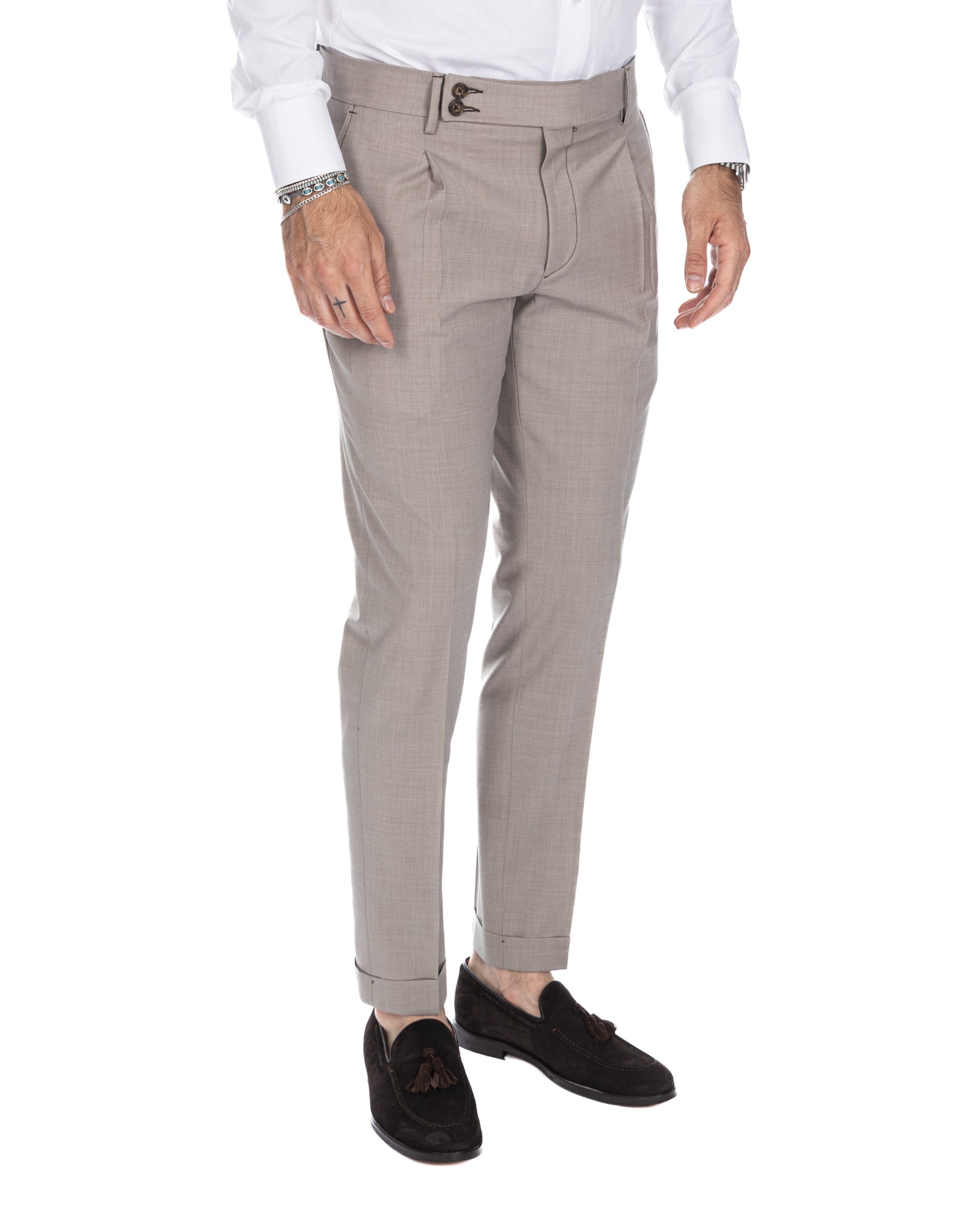 Queens - pantalón beige de lana