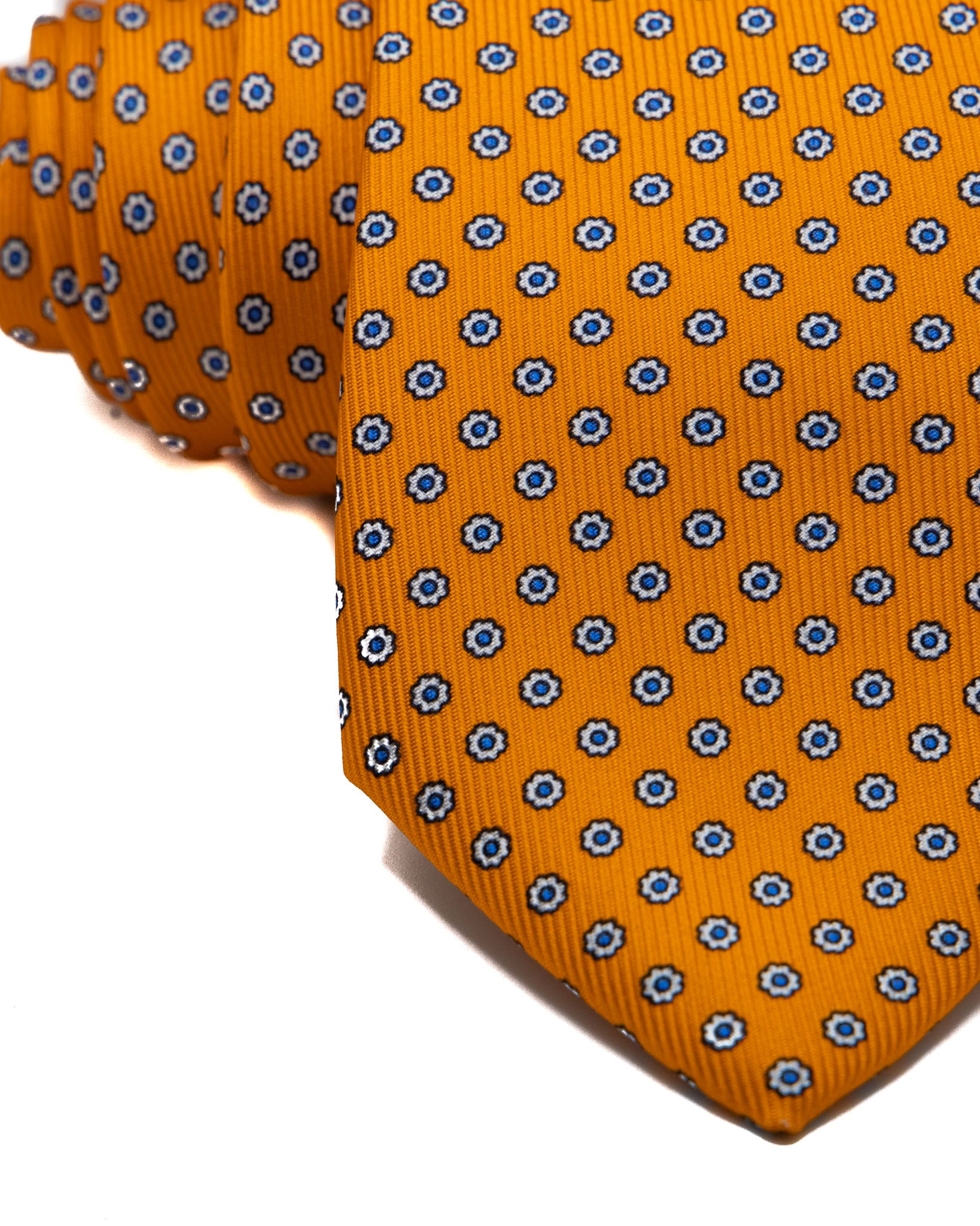 Corbata - de sarga de seda naranja con estampado floral