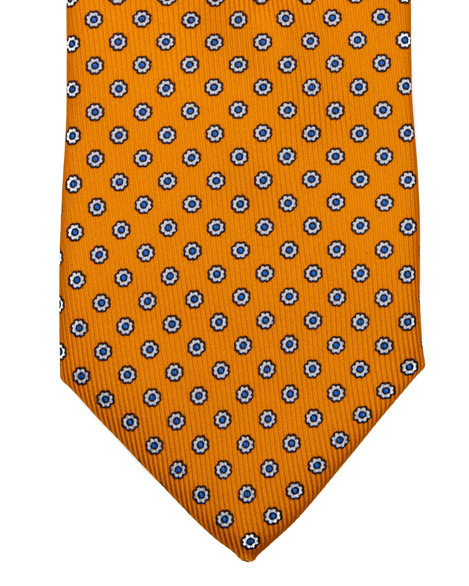 Corbata - de sarga de seda naranja con estampado floral
