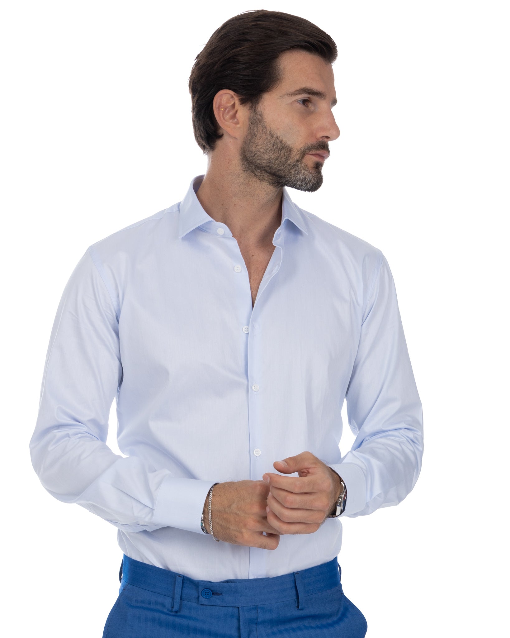 Camisa Desert azul claro de sarga de algodón