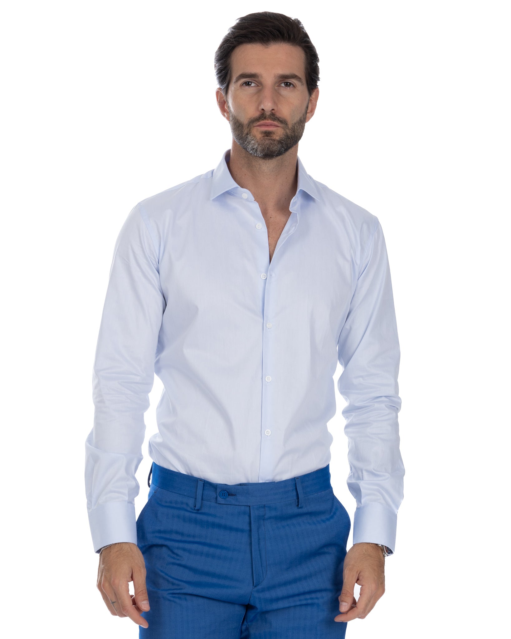 Camisa Desert azul claro de sarga de algodón