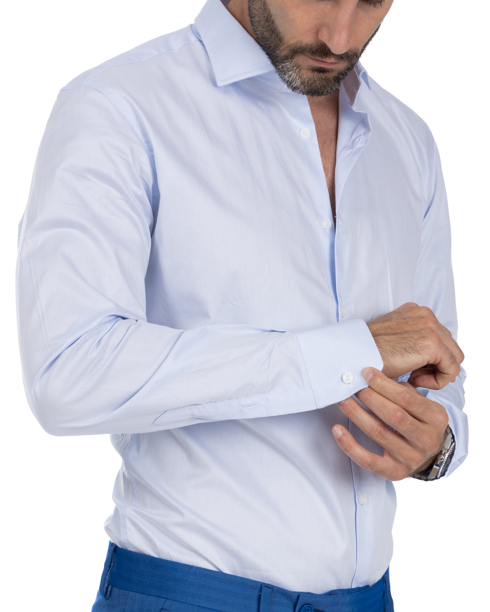Camisa Desert azul claro de sarga de algodón