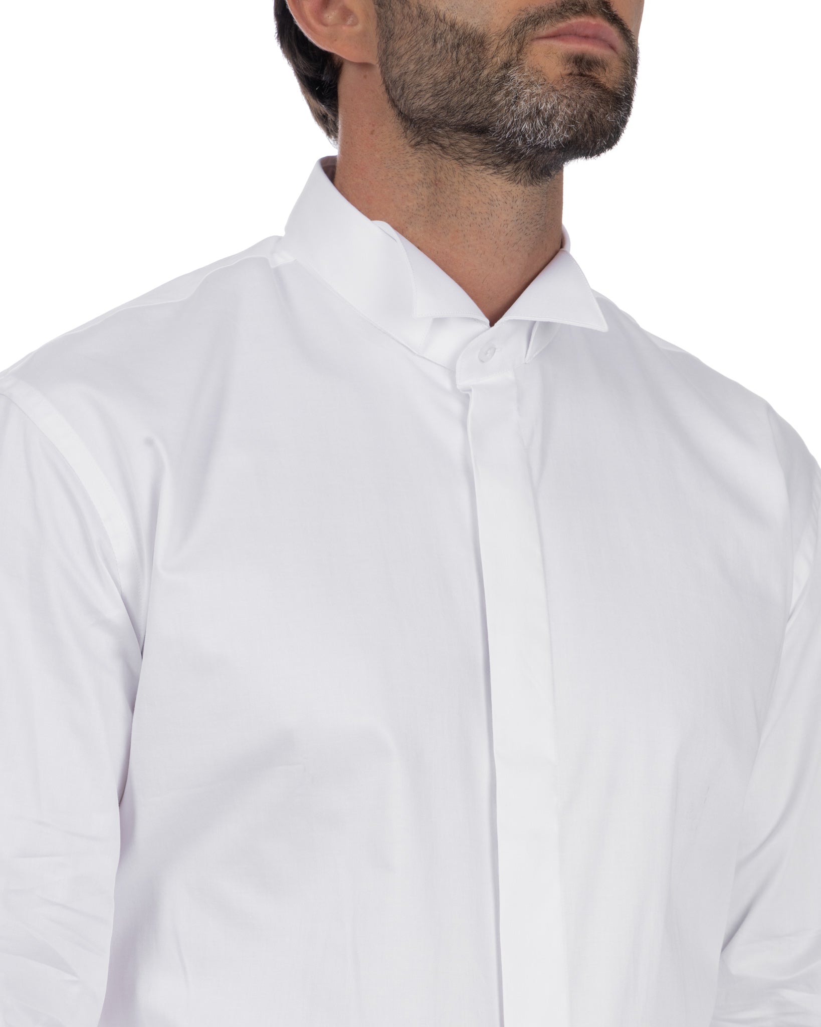 Camisa diplomática con puños para gemelos blanca de algodón