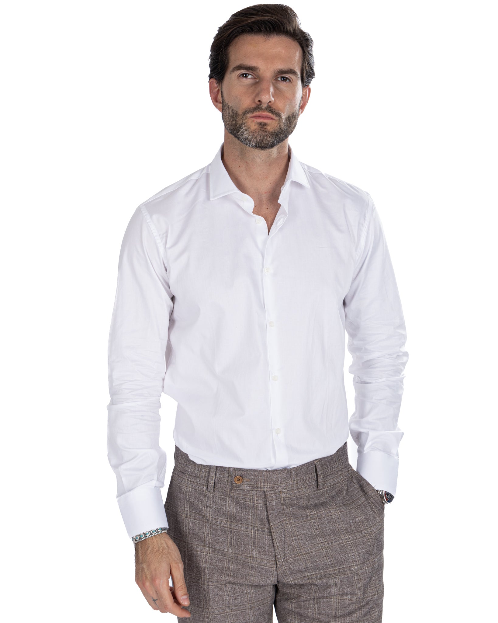 Camisa Desert blanca en sarga de algodón