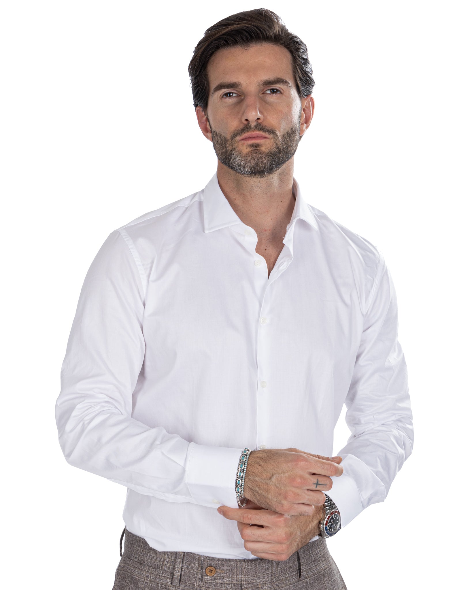 Camisa Desert blanca en sarga de algodón