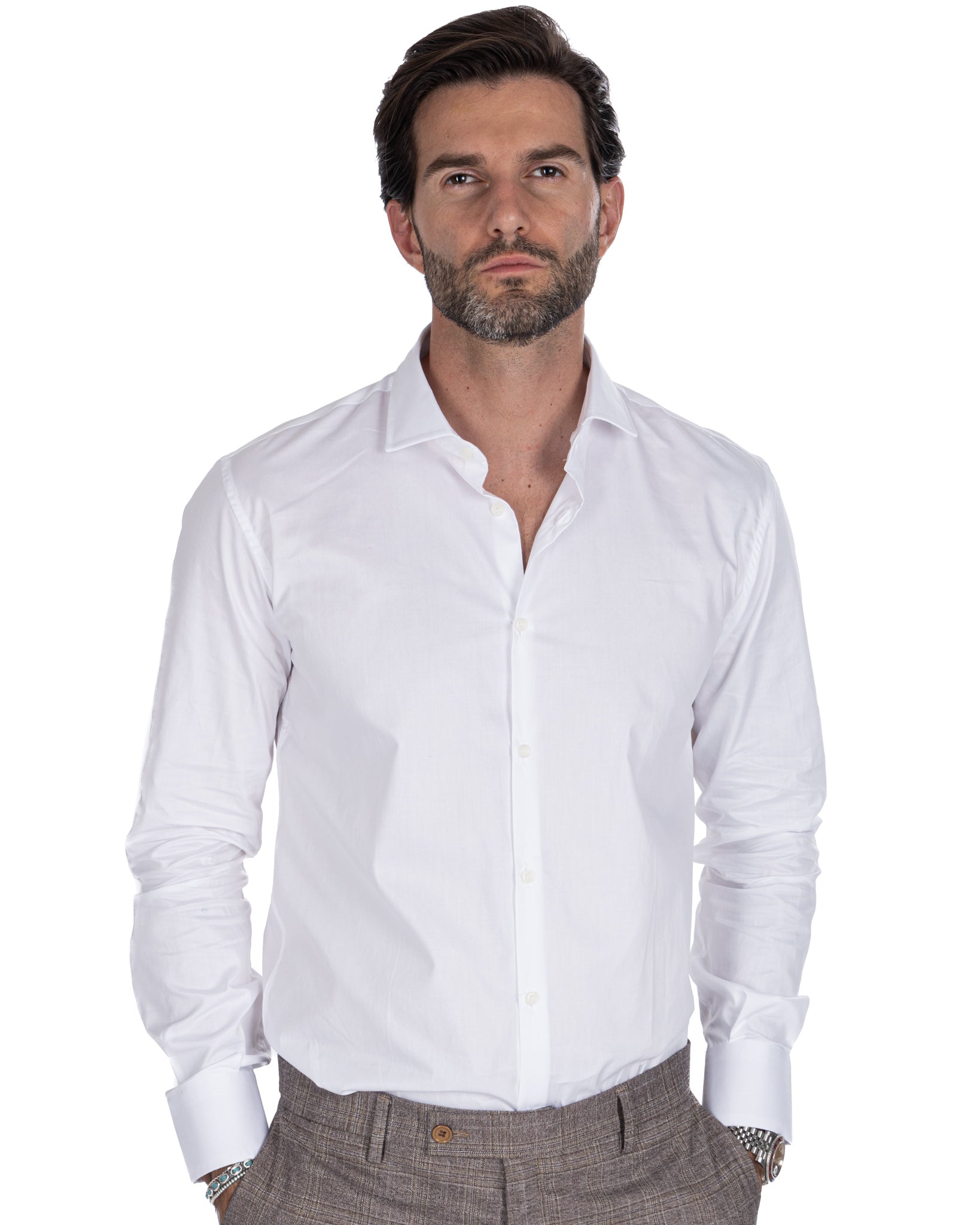 Camisa Desert blanca en sarga de algodón