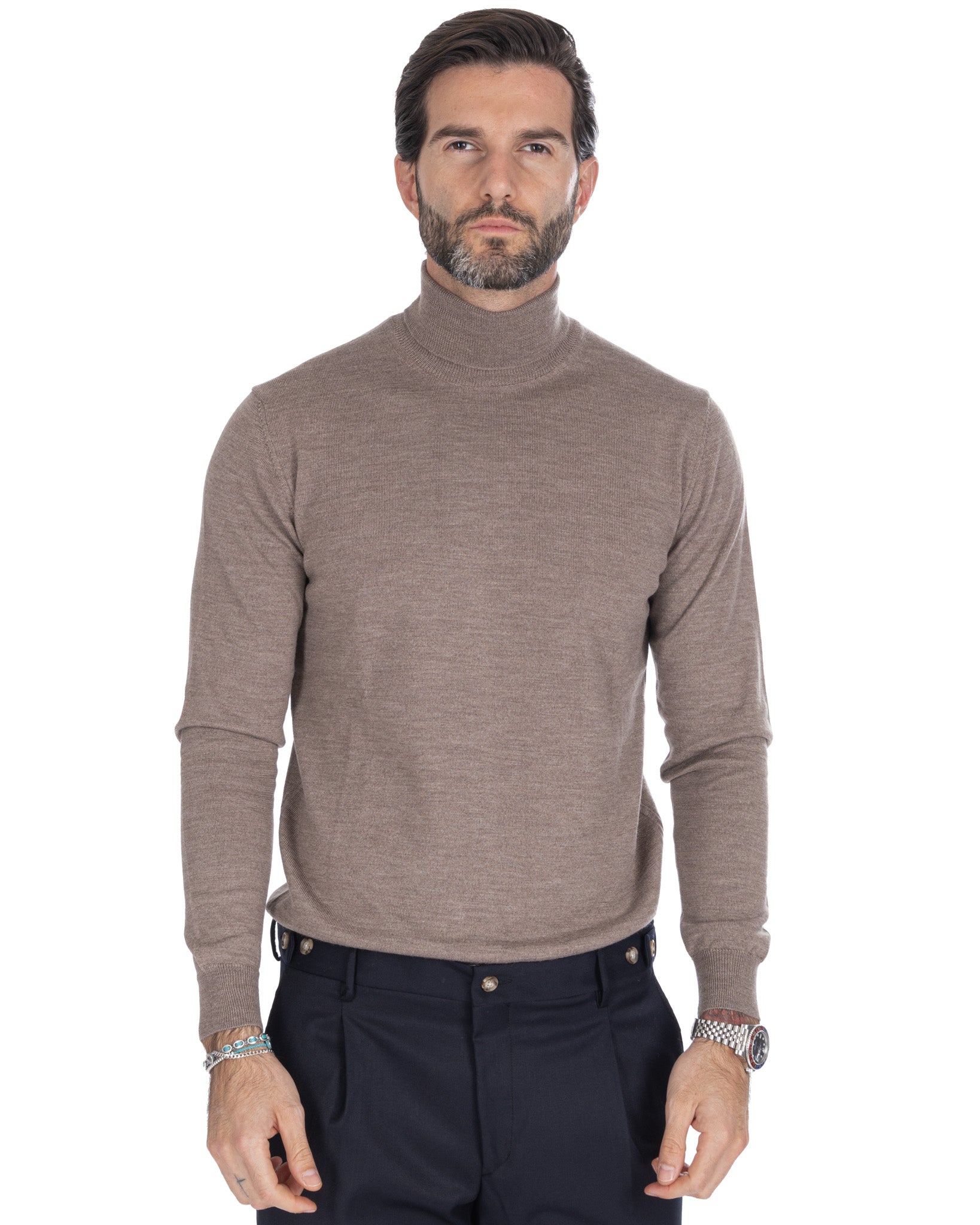 Vietri - Beige Tollegno Wool Turtleneck