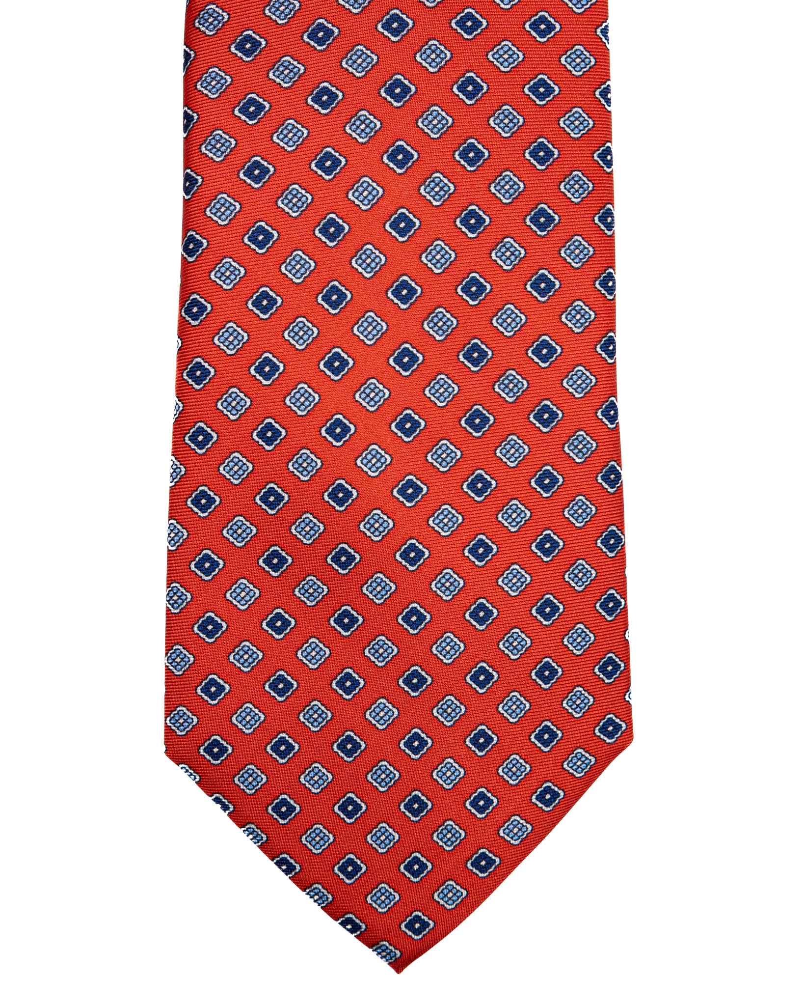 Corbata - de seda siete pliegues roja fantasía flores