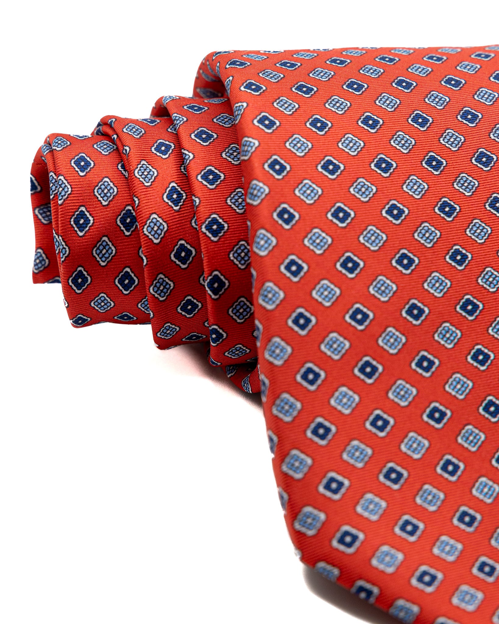Corbata - de seda siete pliegues roja fantasía flores
