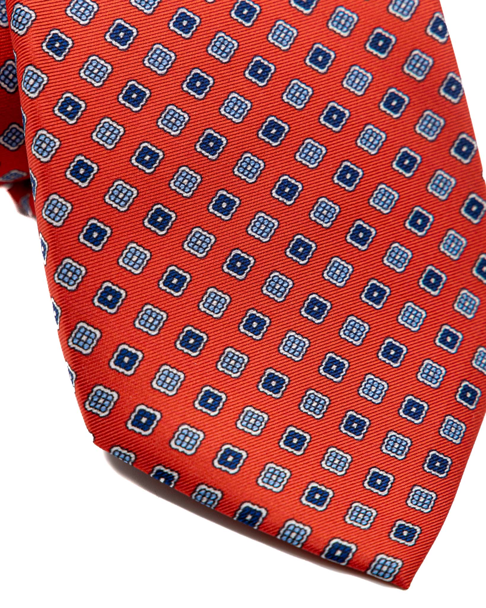 Corbata - de seda siete pliegues roja fantasía flores