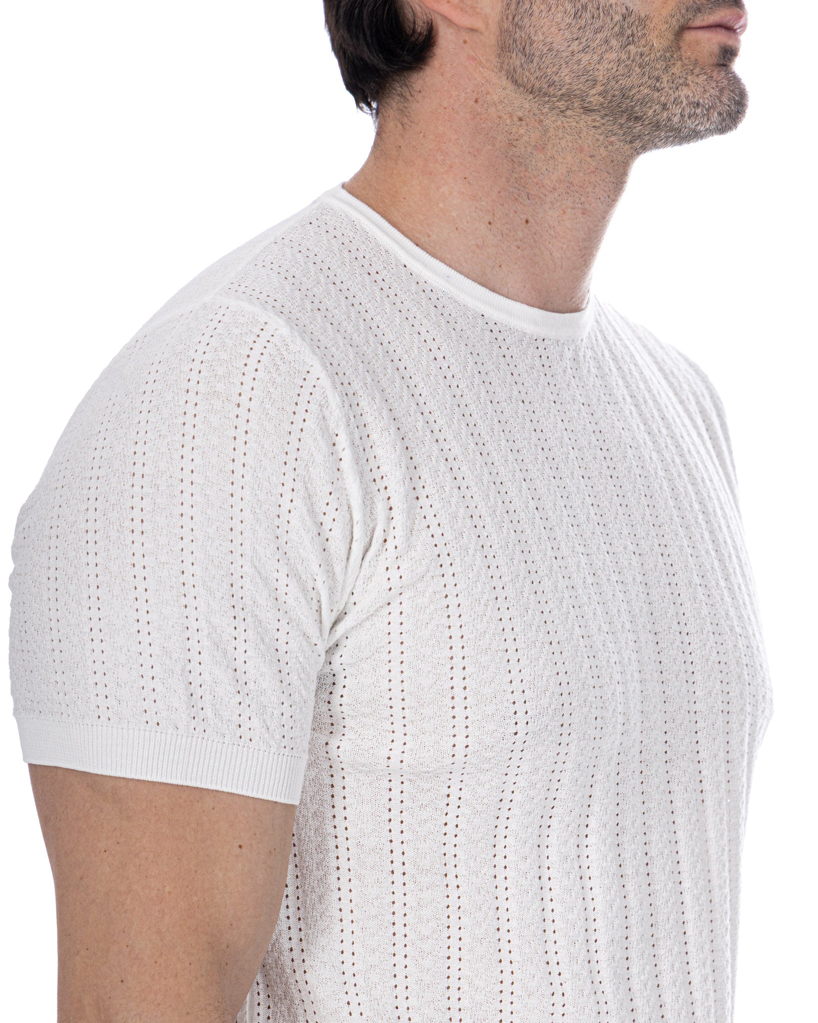 Nick - camiseta de punto calada blanca