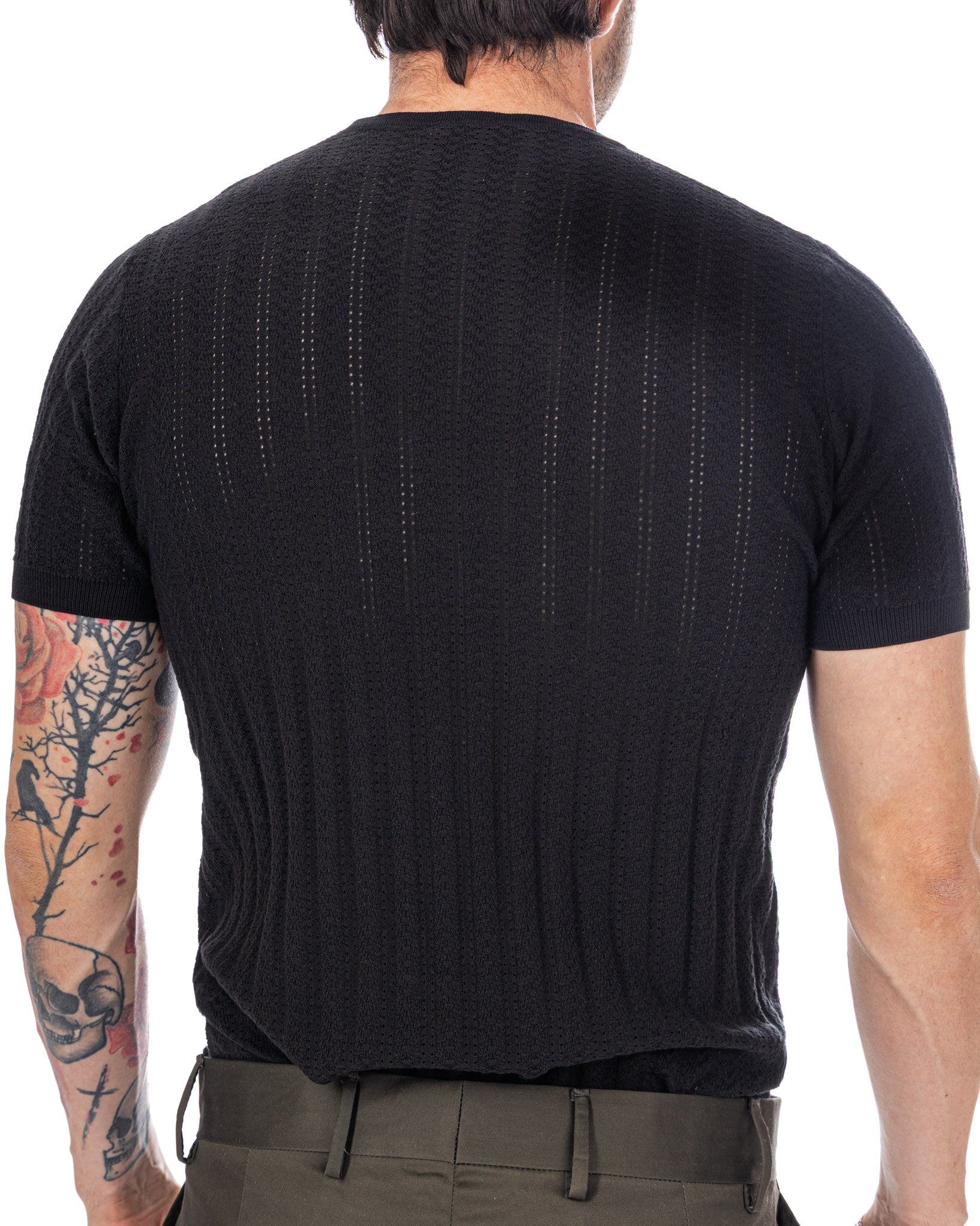 Nick - camiseta de punto calado negra